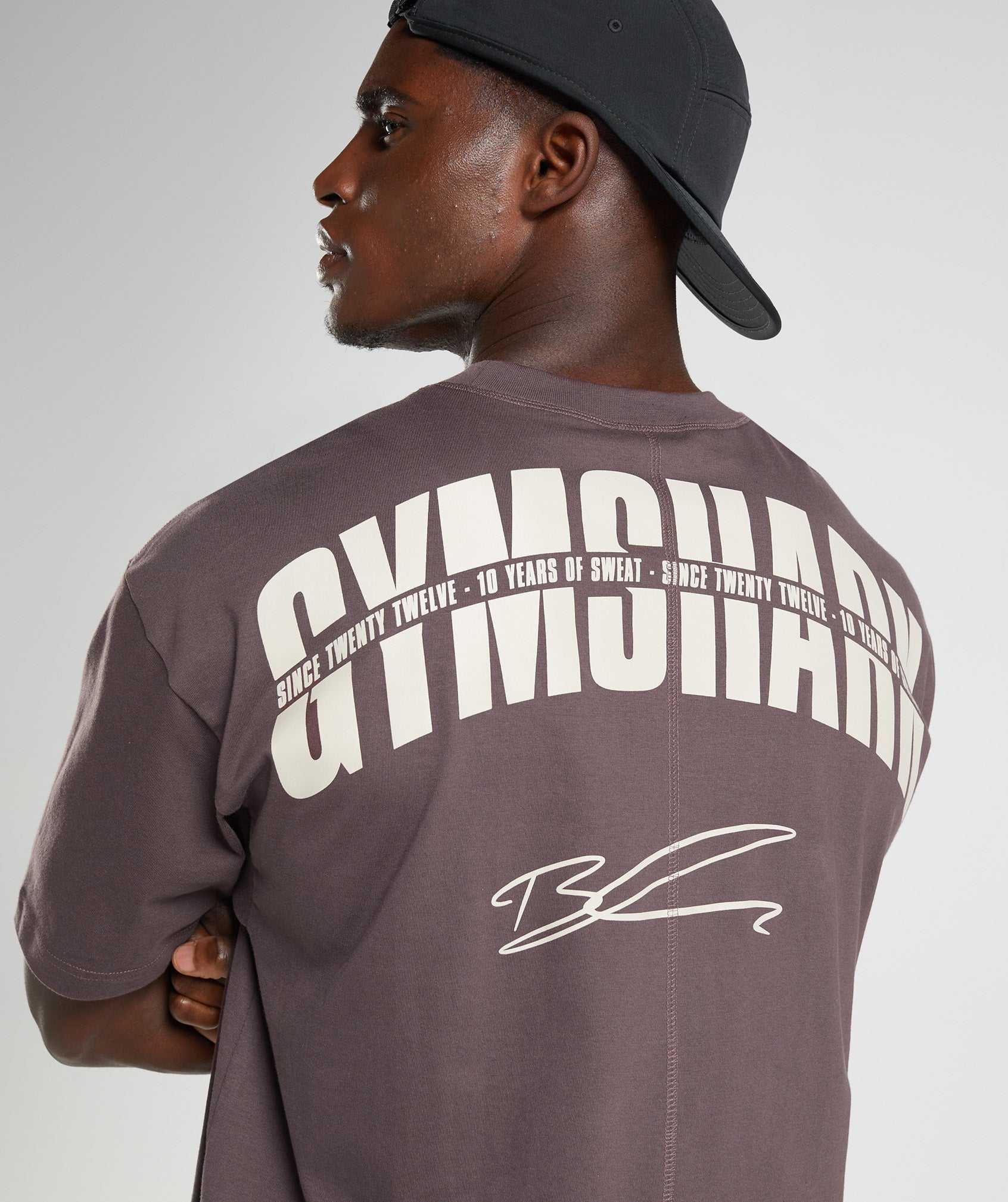 Chocolate Brown Gymshark GS10 Year Oversized Men's T Shirts | TPAWMY419