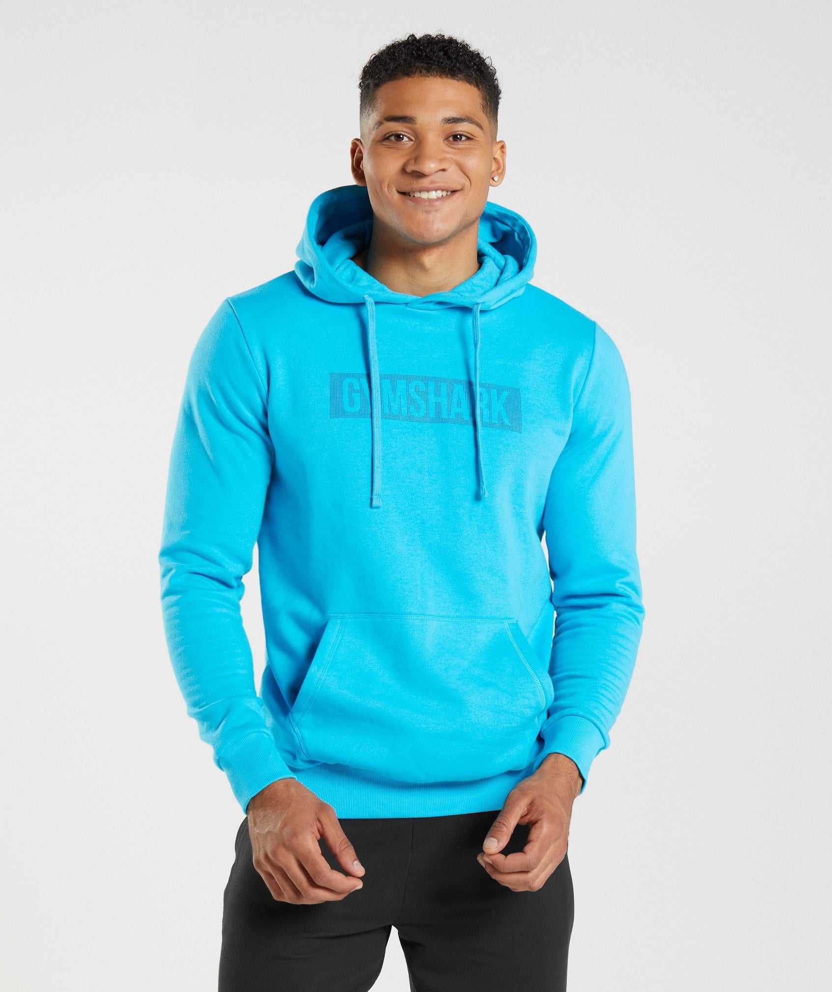 Dark Grey Blue Gymshark Block Men\'s Hoodie | BODKUC354