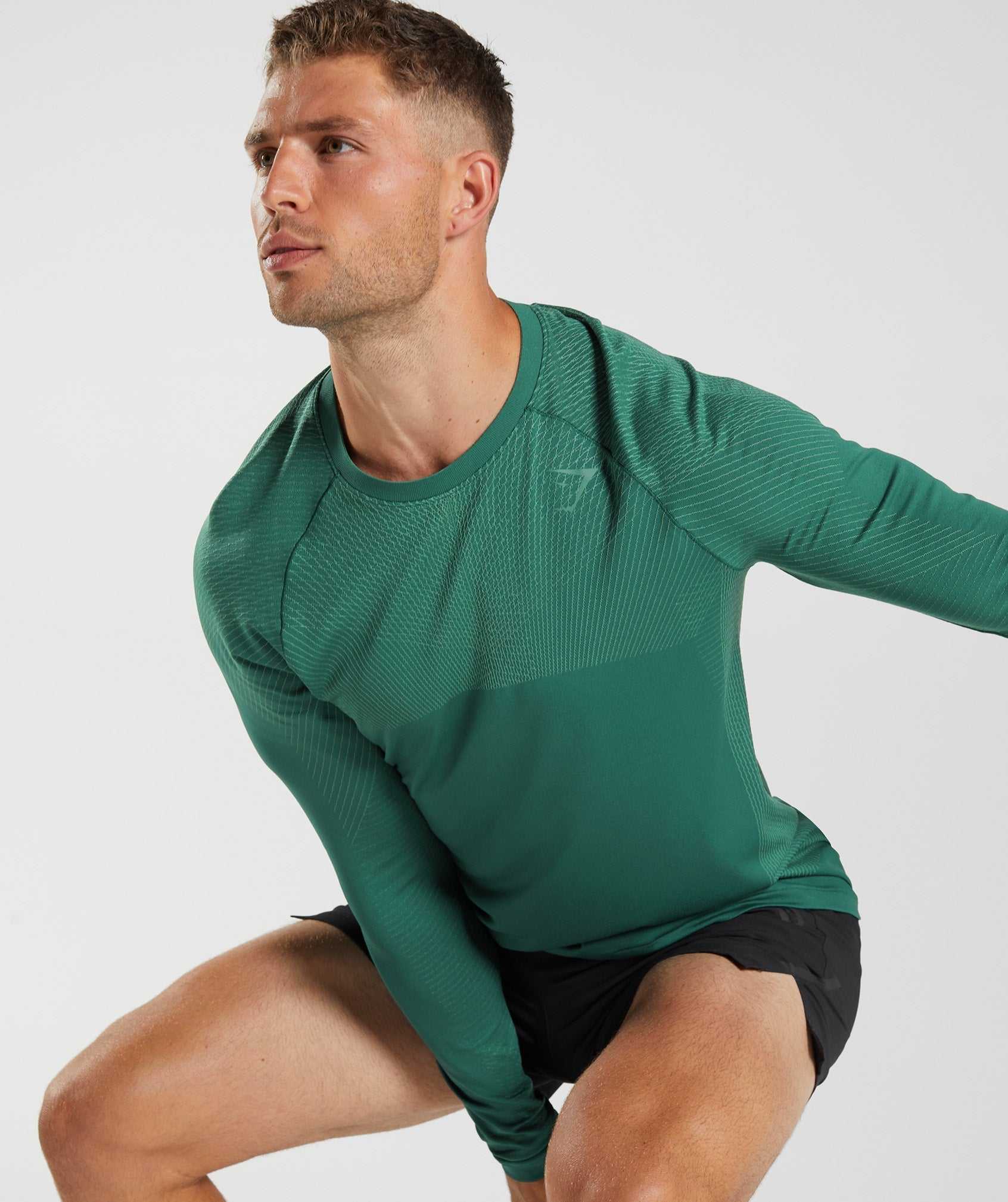 Green / Green Gymshark Apex Seamless Long Sleeve Men's T Shirts | AULHZX726