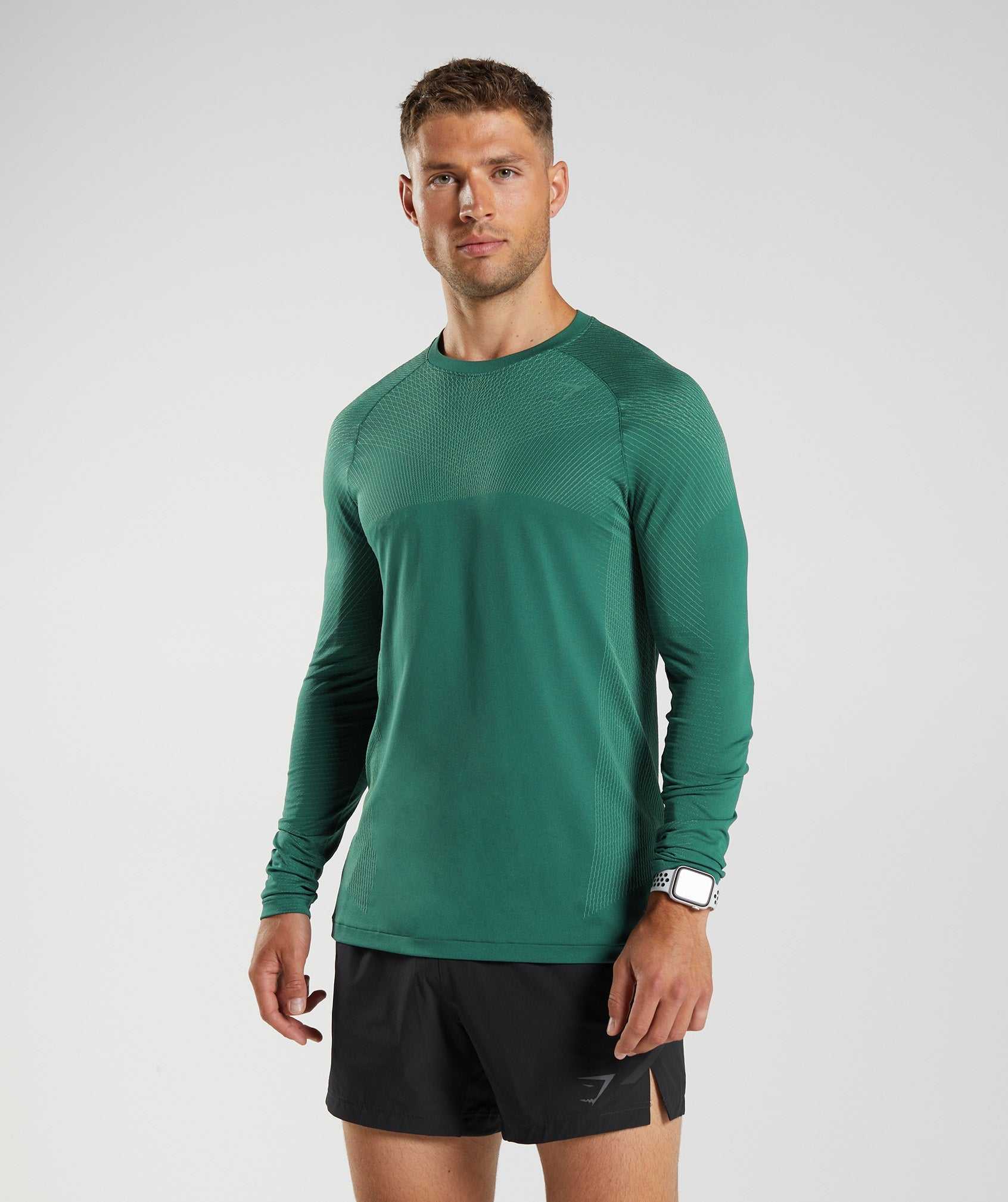 Green / Green Gymshark Apex Seamless Long Sleeve Men\'s T Shirts | AULHZX726