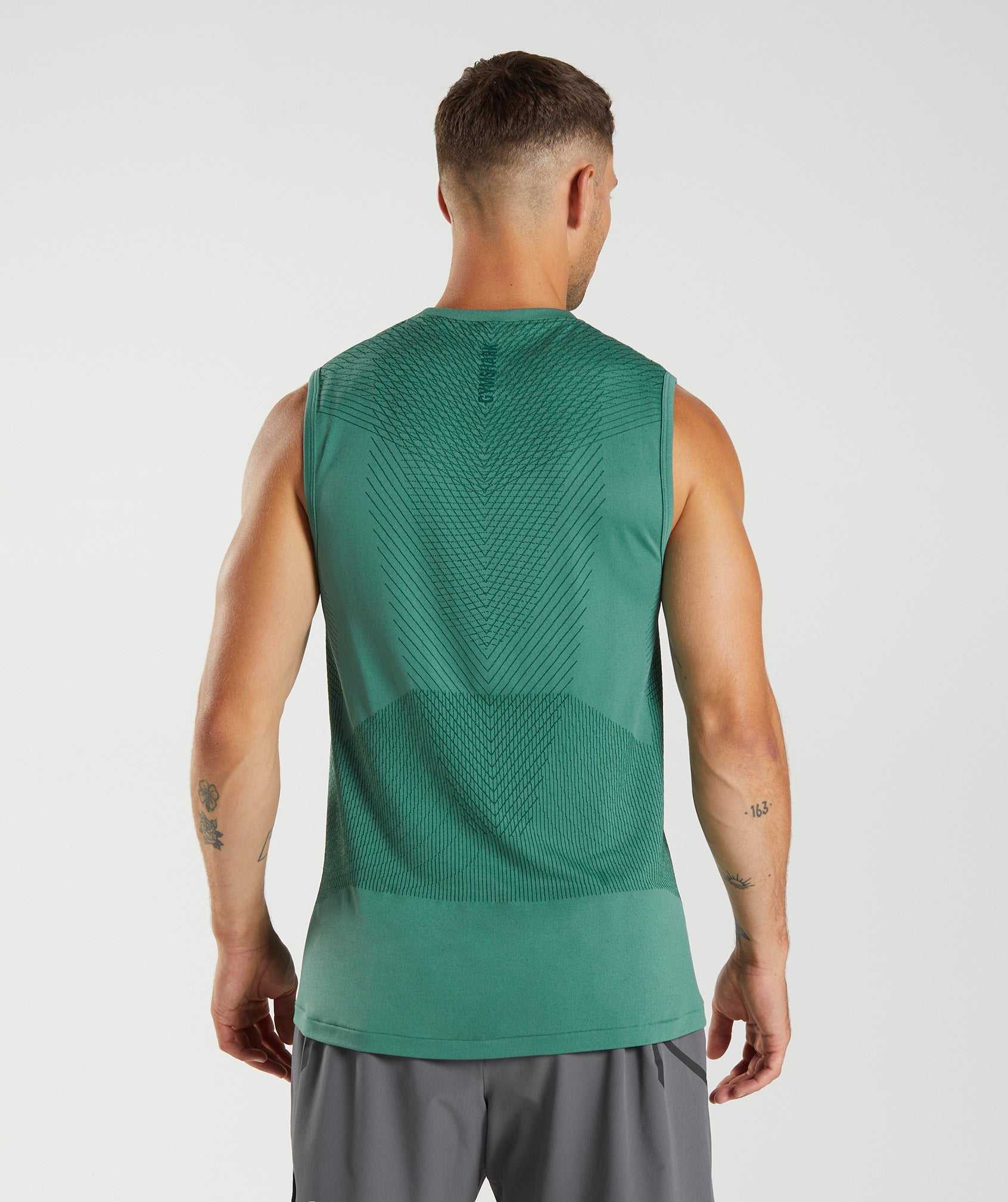 Green / Green Gymshark Apex Seamless Men's Tanks | MHGUWK450