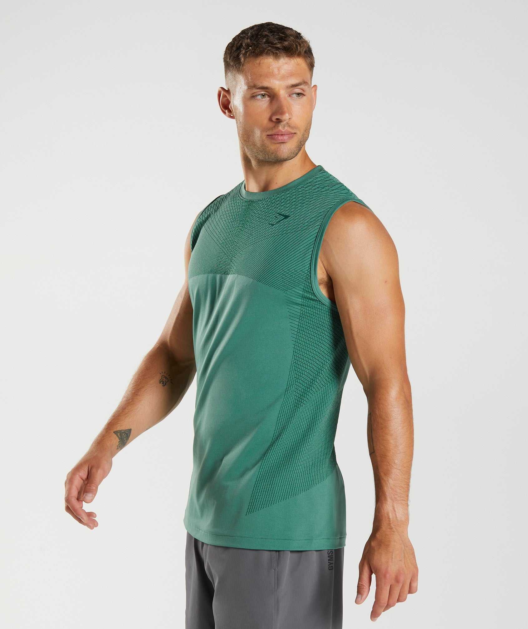 Green / Green Gymshark Apex Seamless Men's Tanks | MHGUWK450