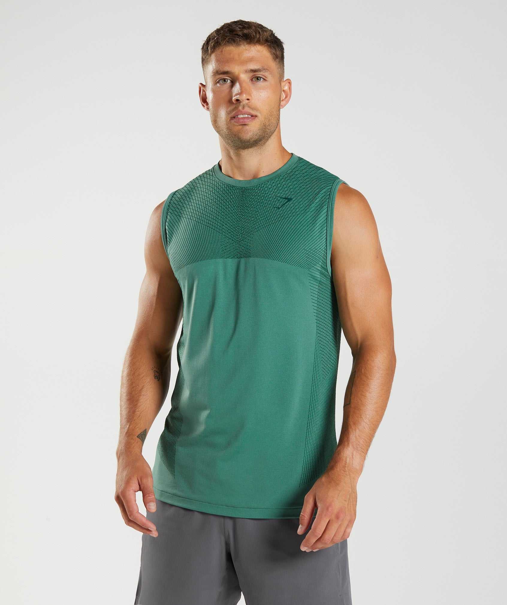 Green / Green Gymshark Apex Seamless Men\'s Tanks | MHGUWK450