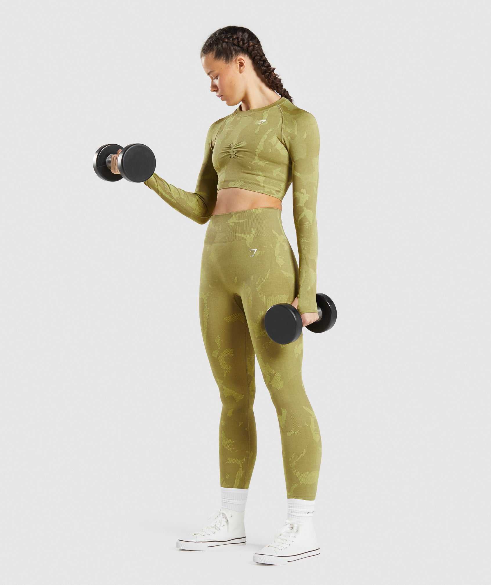 Green Gymshark Adapt Camo Seamless Women's Leggings | ITHRLQ730