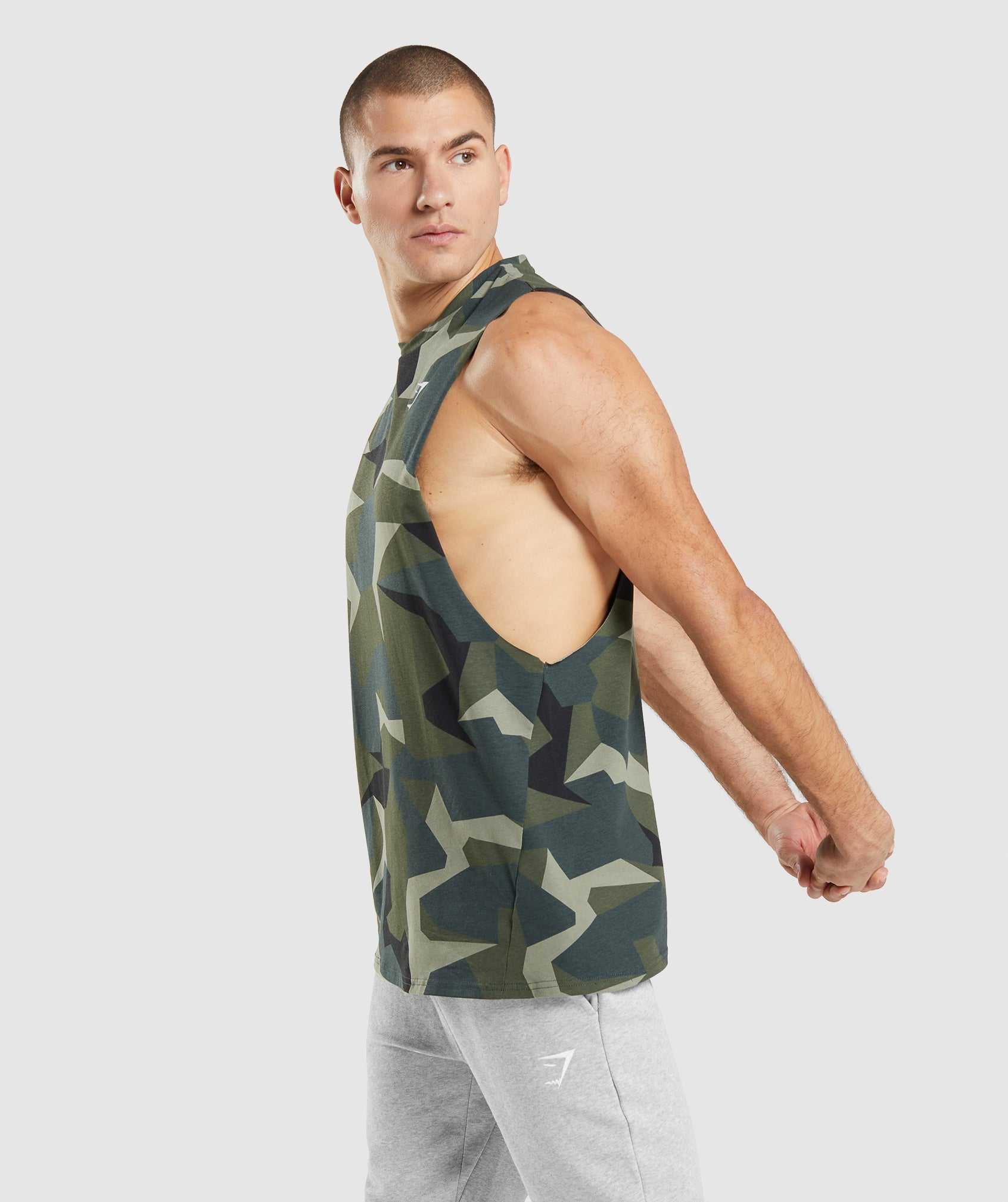 Green Gymshark Critical Drop Arm Men's Tanks | RNLWED197