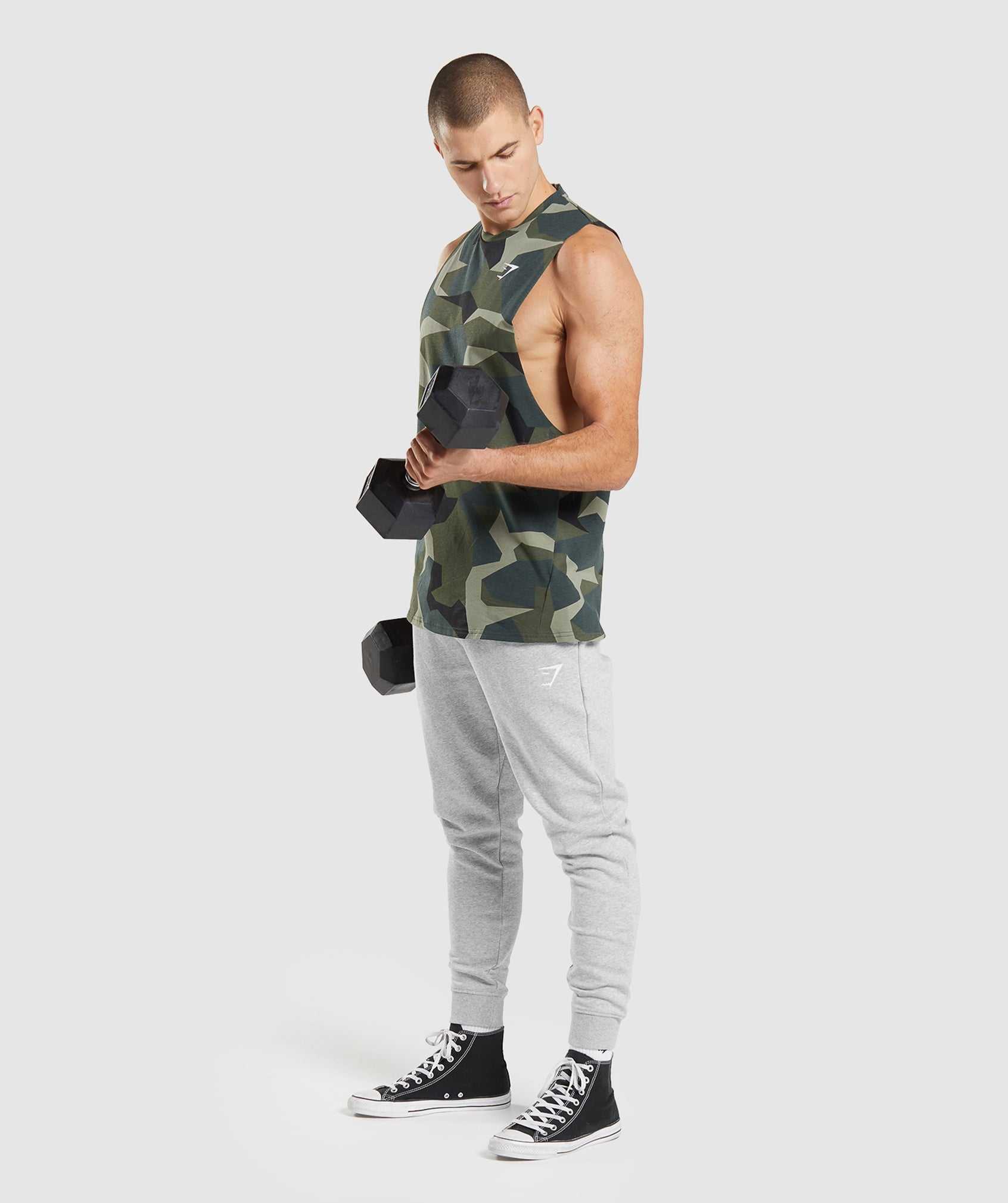 Green Gymshark Critical Drop Arm Men's Tanks | RNLWED197