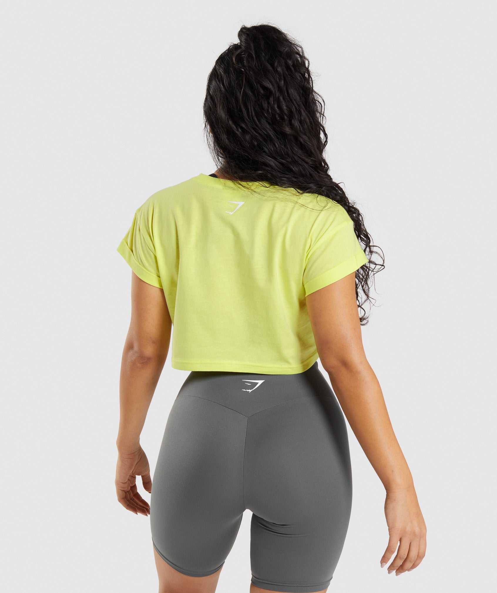 Green Gymshark Fraction Crop Women's Tops | GQOAWD021