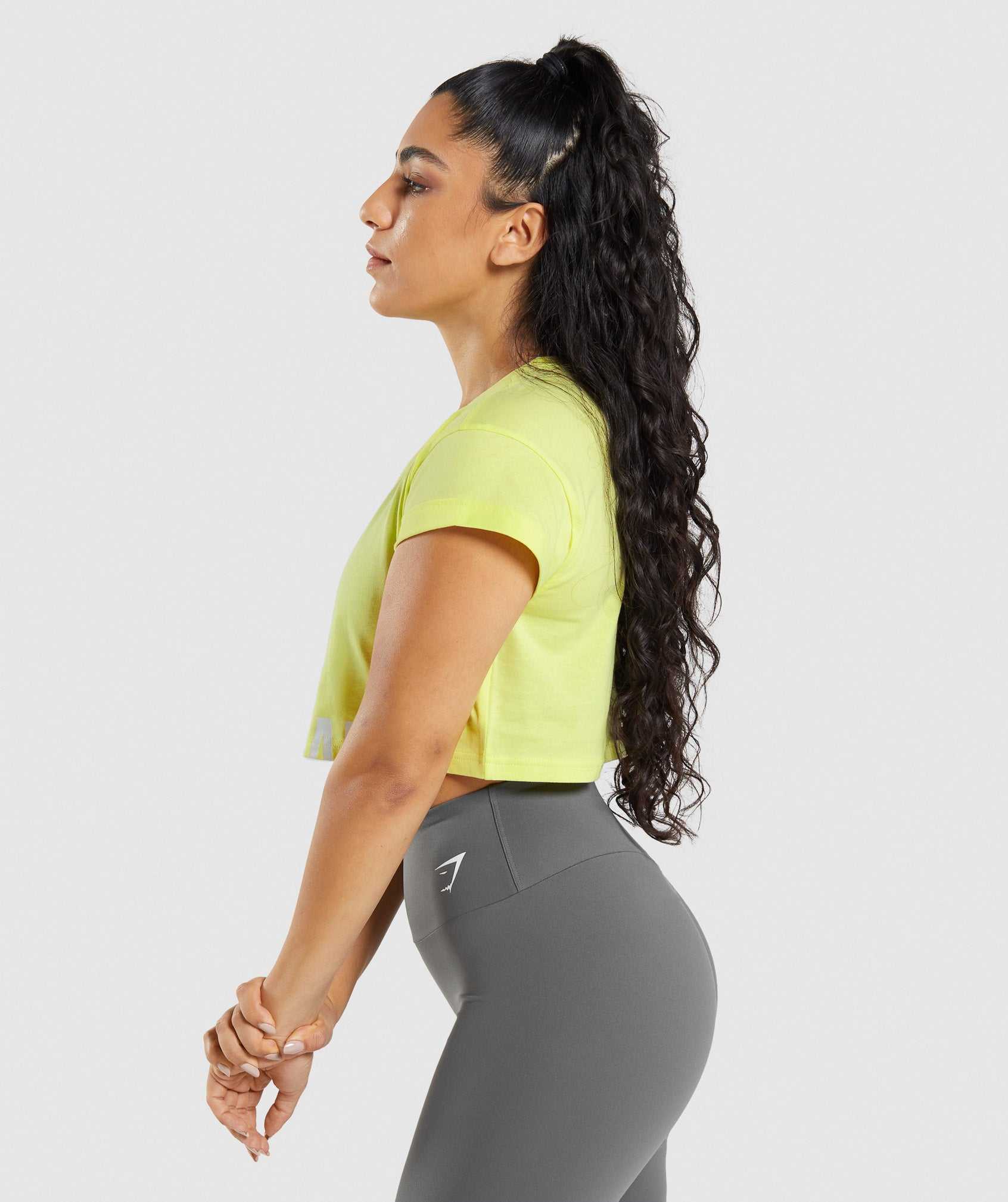 Green Gymshark Fraction Crop Women's Tops | GQOAWD021