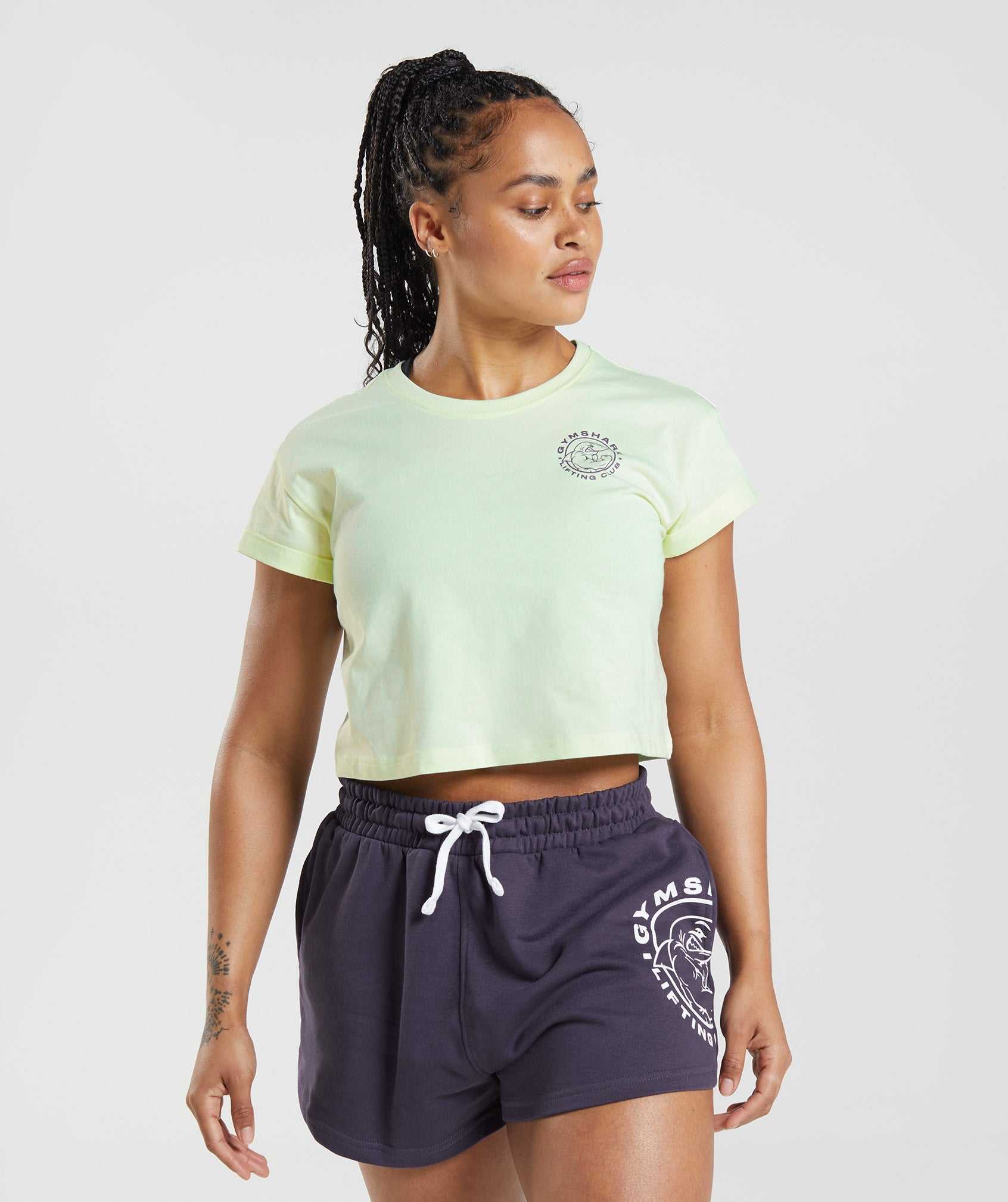 Green Gymshark Legacy Crop Women's Tops | XRBYVI084