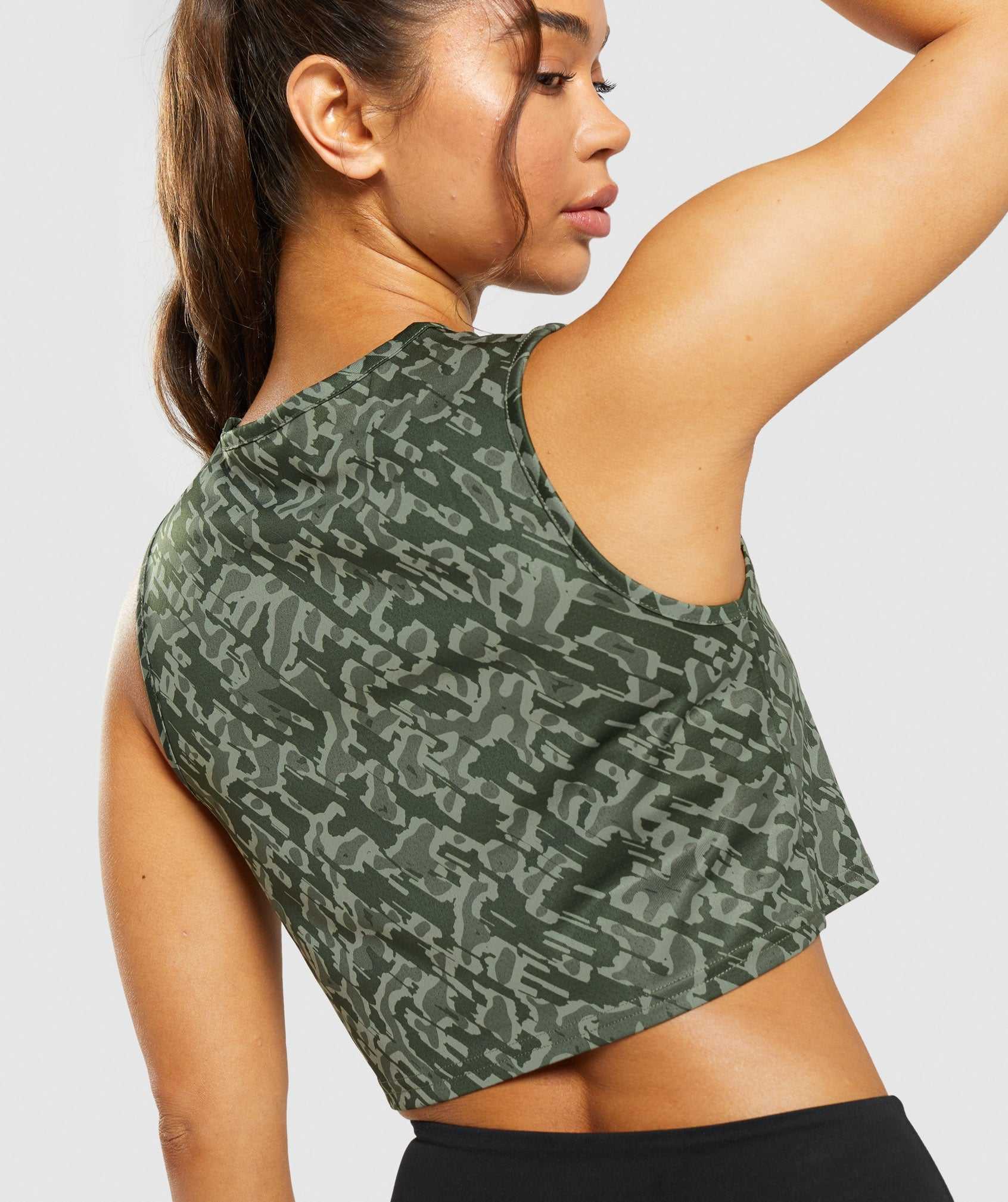 Green Gymshark Training Crop Women's Tanks | PKARJI249