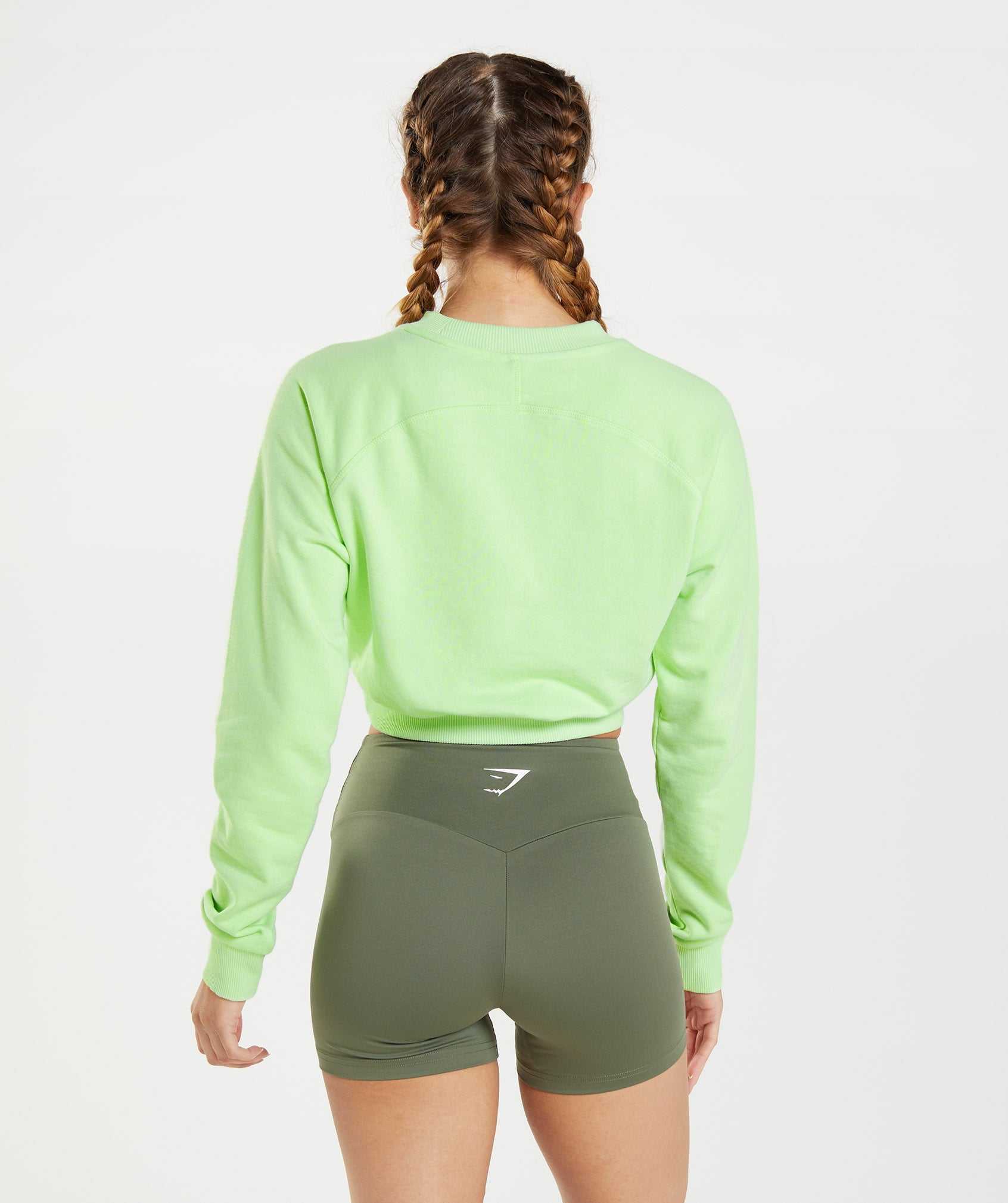 Green Gymshark Training Cropped Sweater Women's Pullover | FNPGXI863