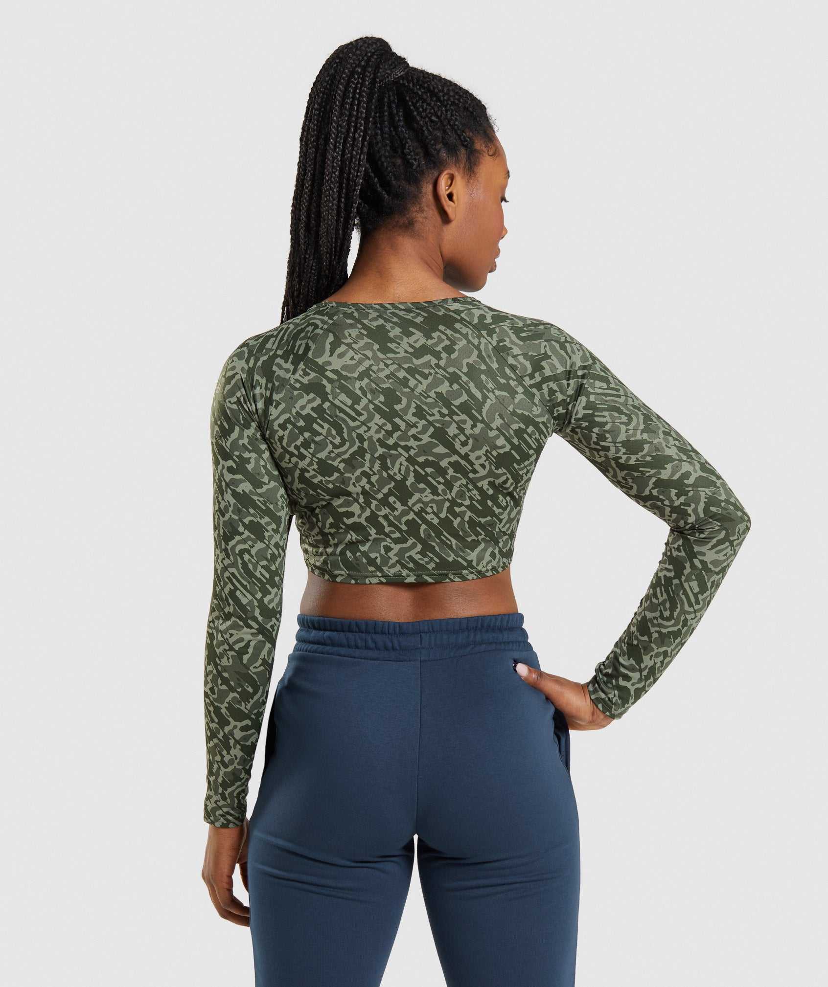 Green Gymshark Training Long Sleeve Crop Women's Tops | HUAZDS962