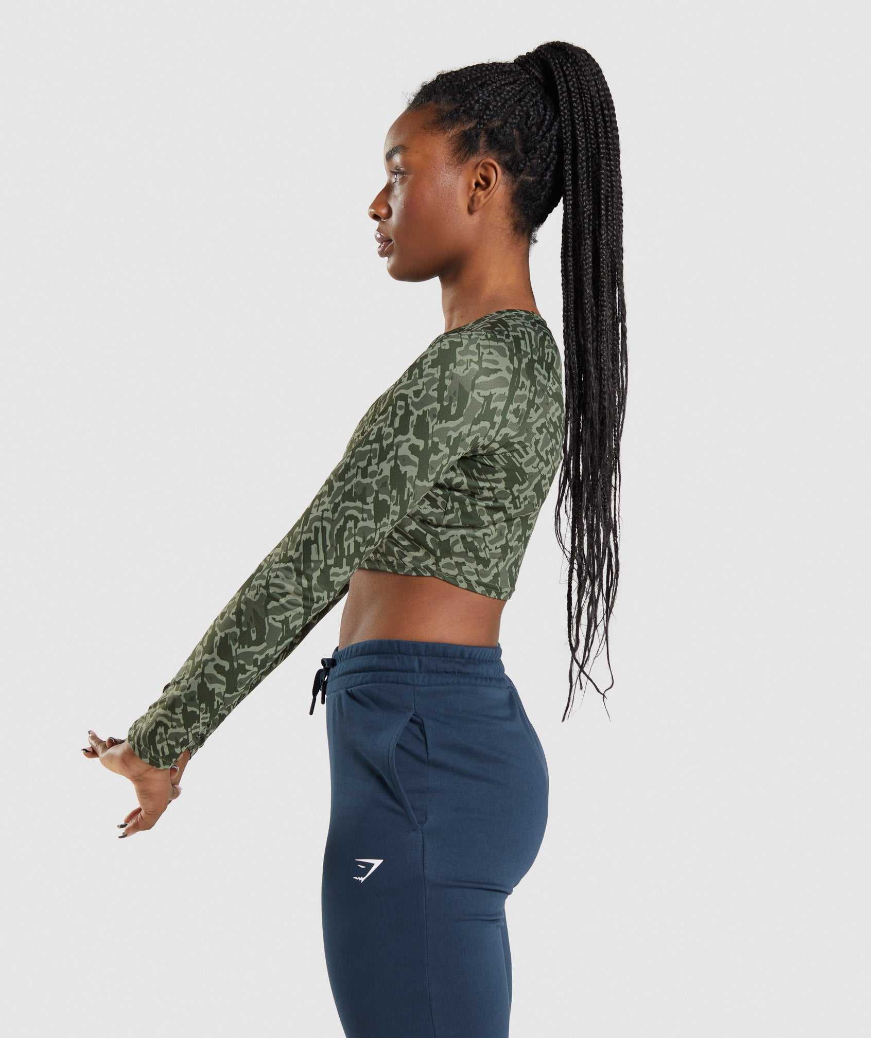 Green Gymshark Training Long Sleeve Crop Women's Tops | HUAZDS962