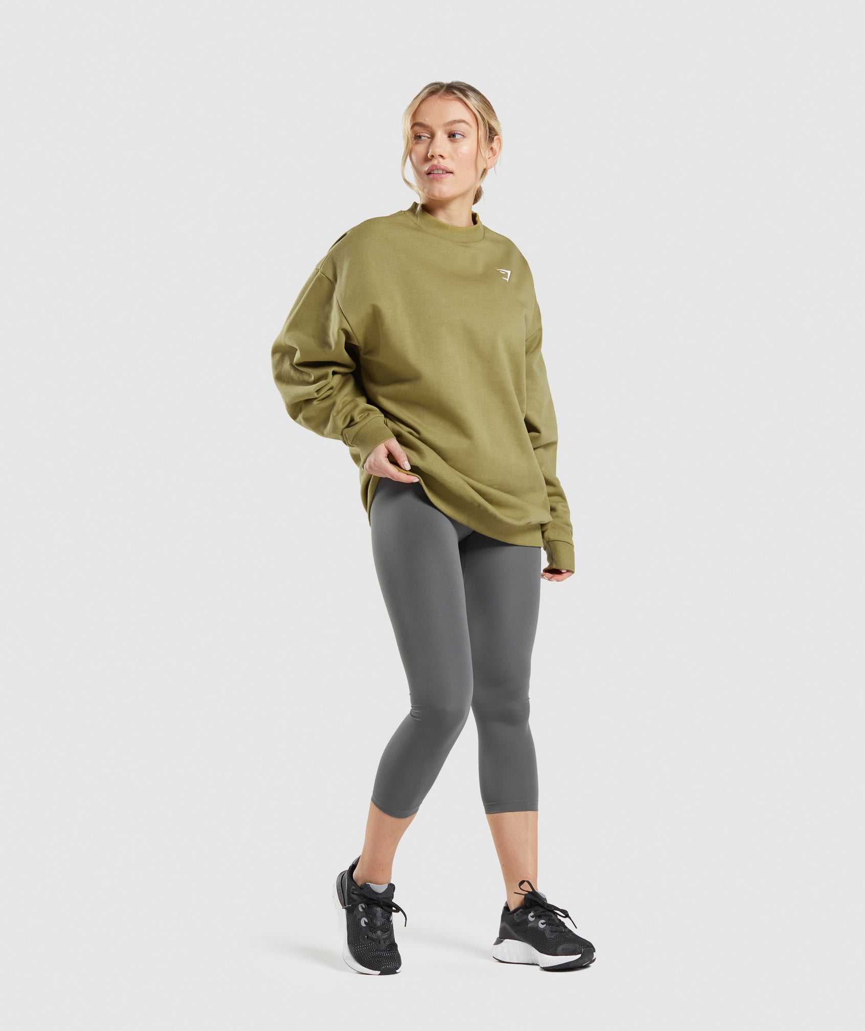 Green Gymshark Training Oversized Sweatshirt Women's Pullover | AWERUB820