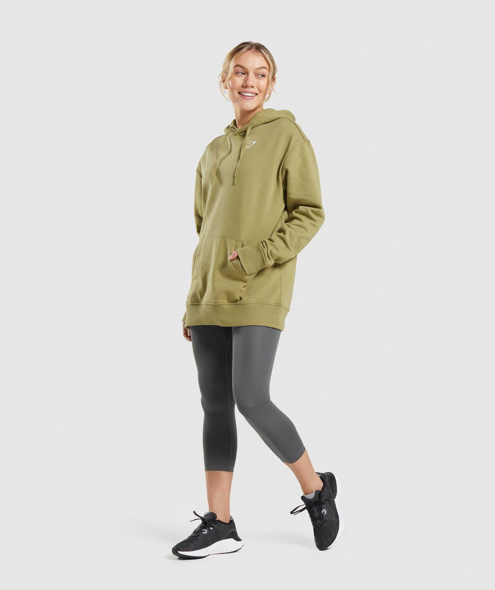 Green Gymshark Training Oversized Women's Hoodie | XTKRQO849