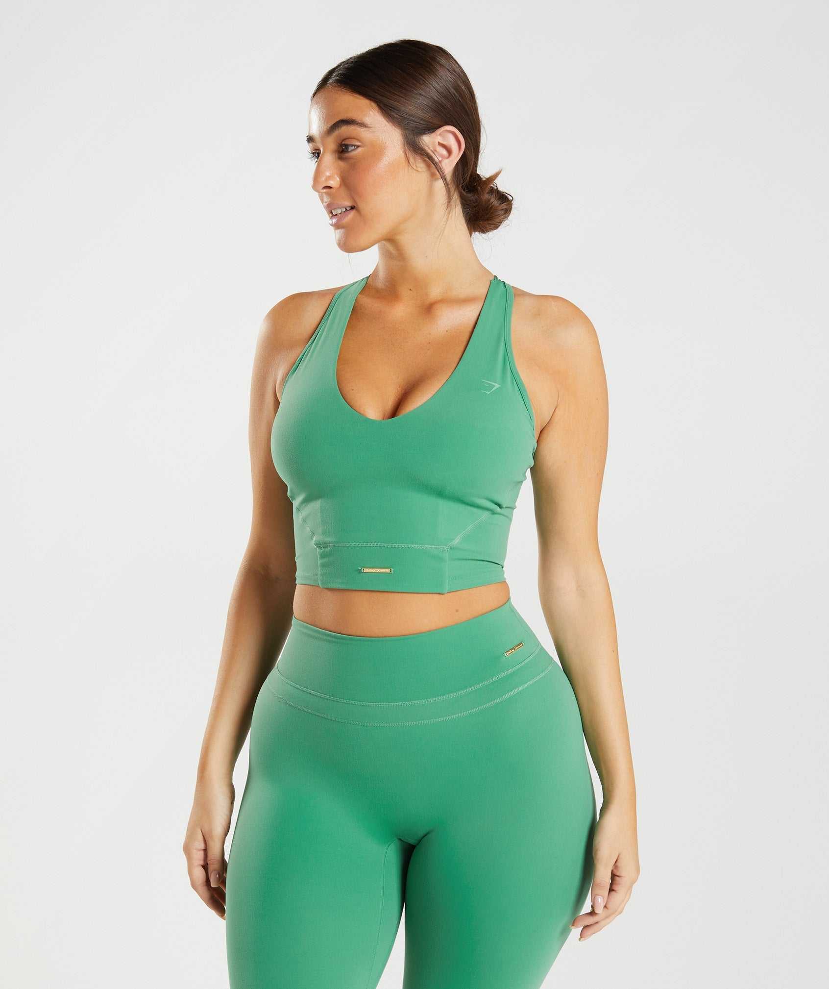 Green Gymshark Whitney Crop Women\'s Tanks | OMUTSD358