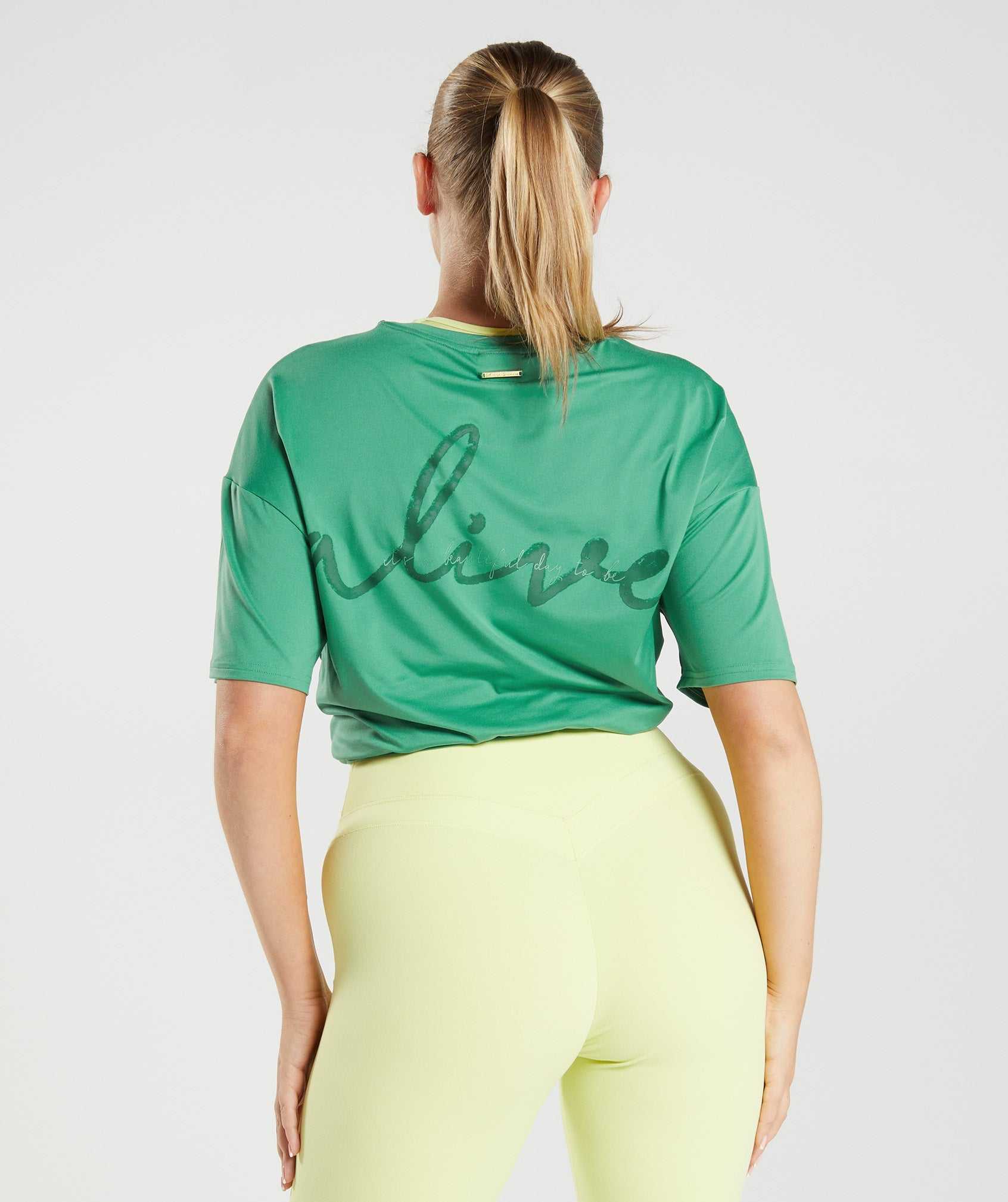 Green Gymshark Whitney Oversized Women's T Shirts | QKRUBF547