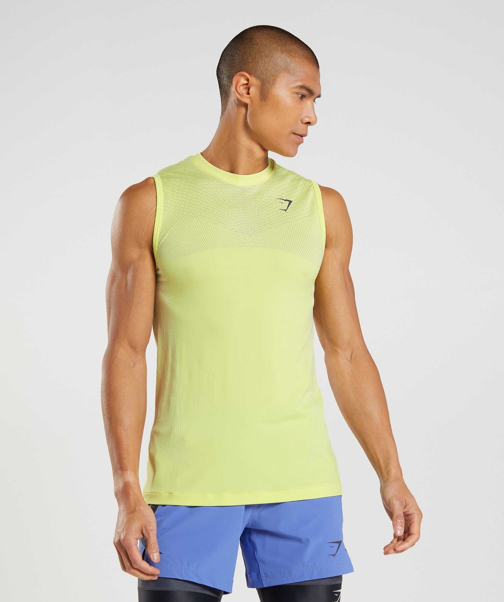 Green / White Gymshark Apex Seamless Men\'s Tanks | TLIGQR842