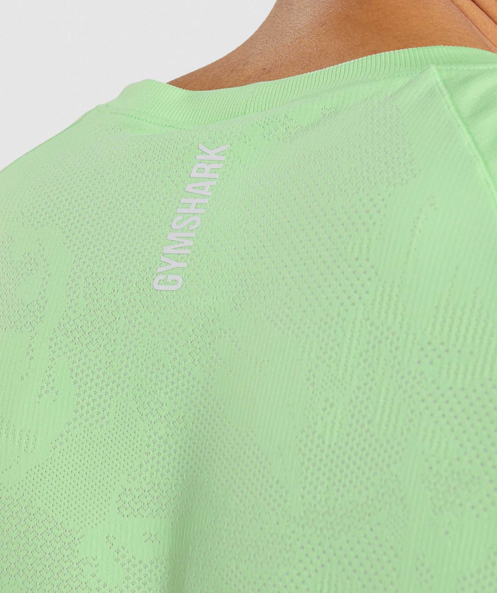 Green / White Gymshark Geo Seamless Men's T Shirts | VLEWFN180