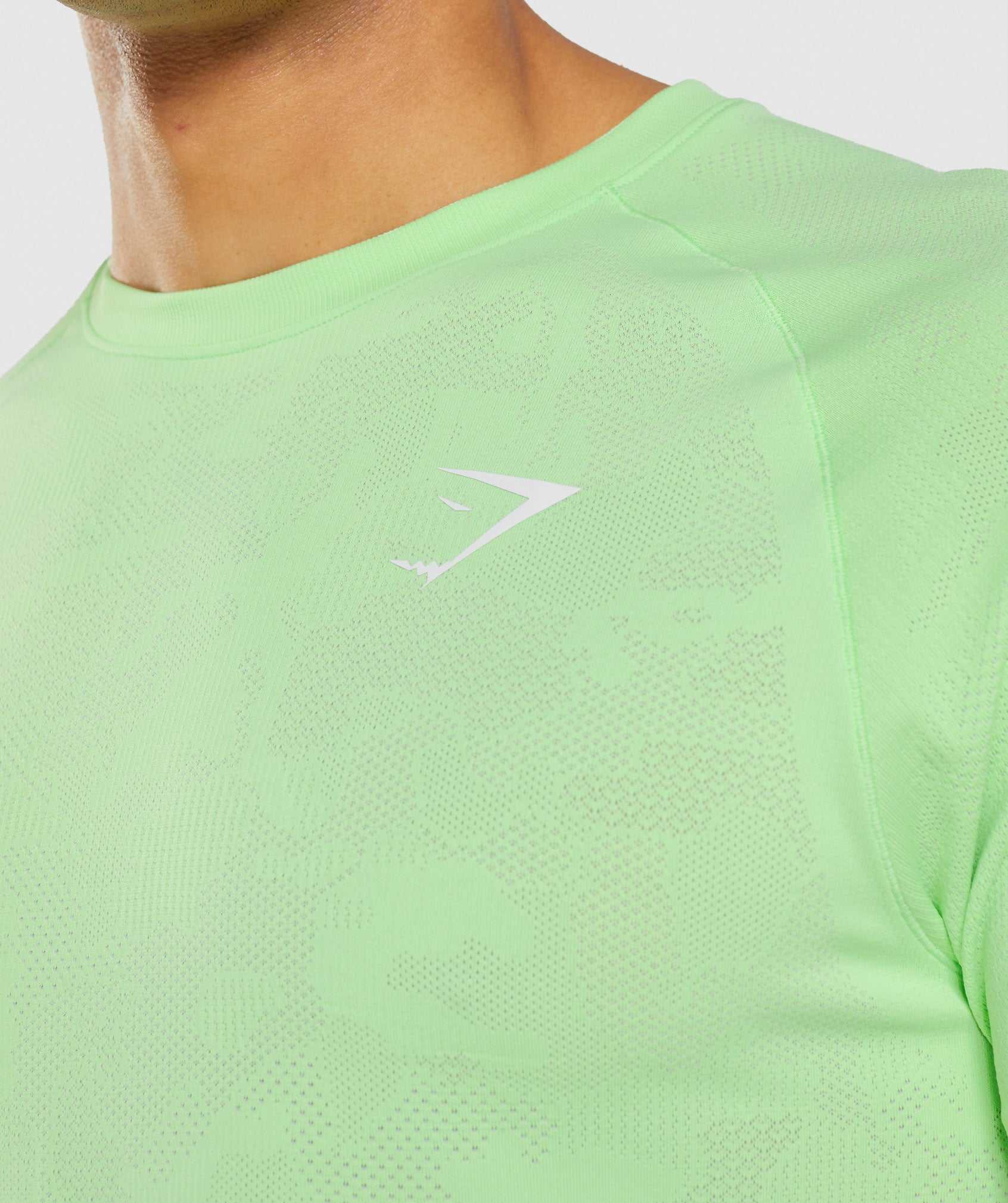 Green / White Gymshark Geo Seamless Men's T Shirts | VLEWFN180