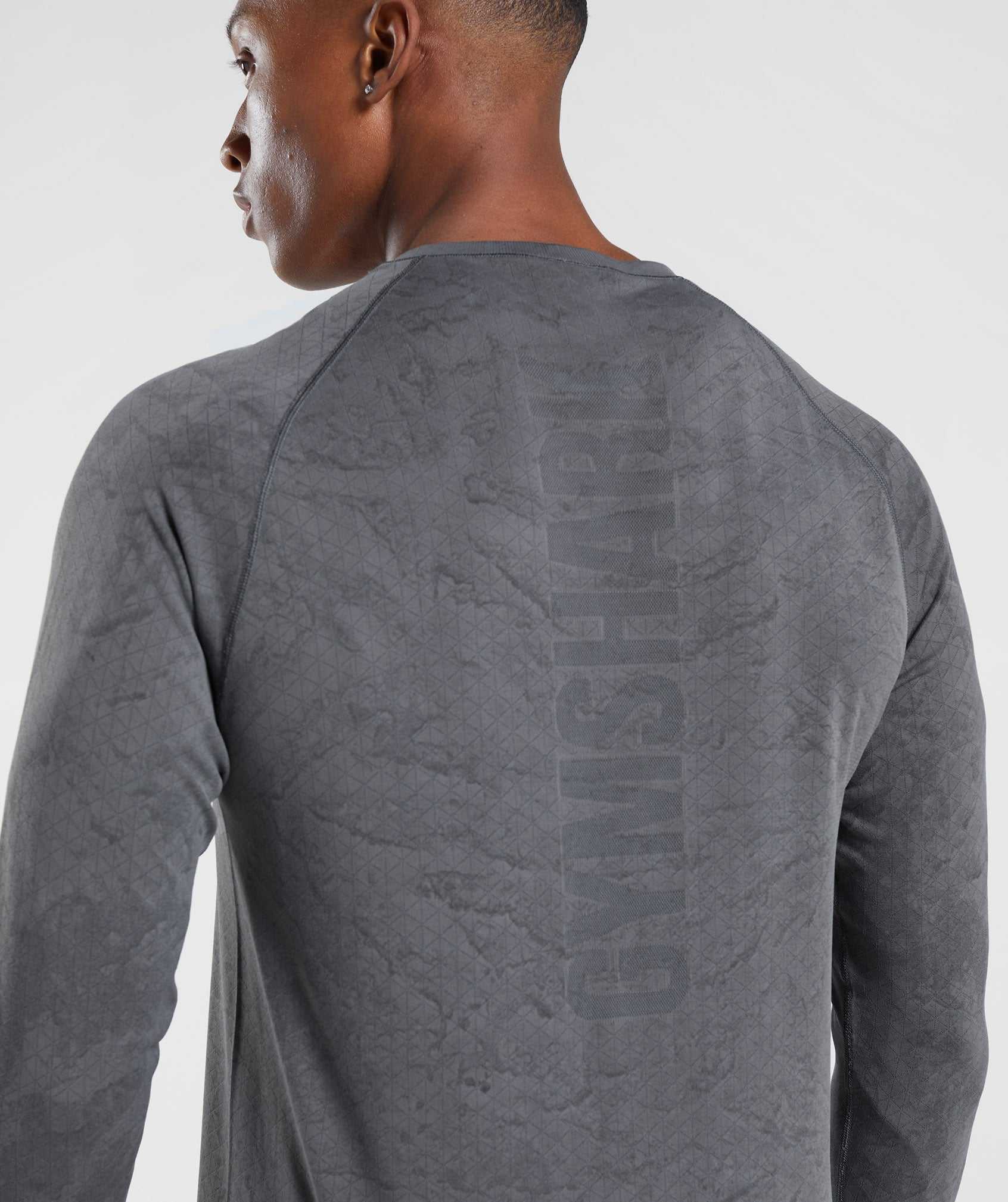 Grey / Black Gymshark Geo Seamless Long Sleeve Men's T Shirts | EVLSNB859