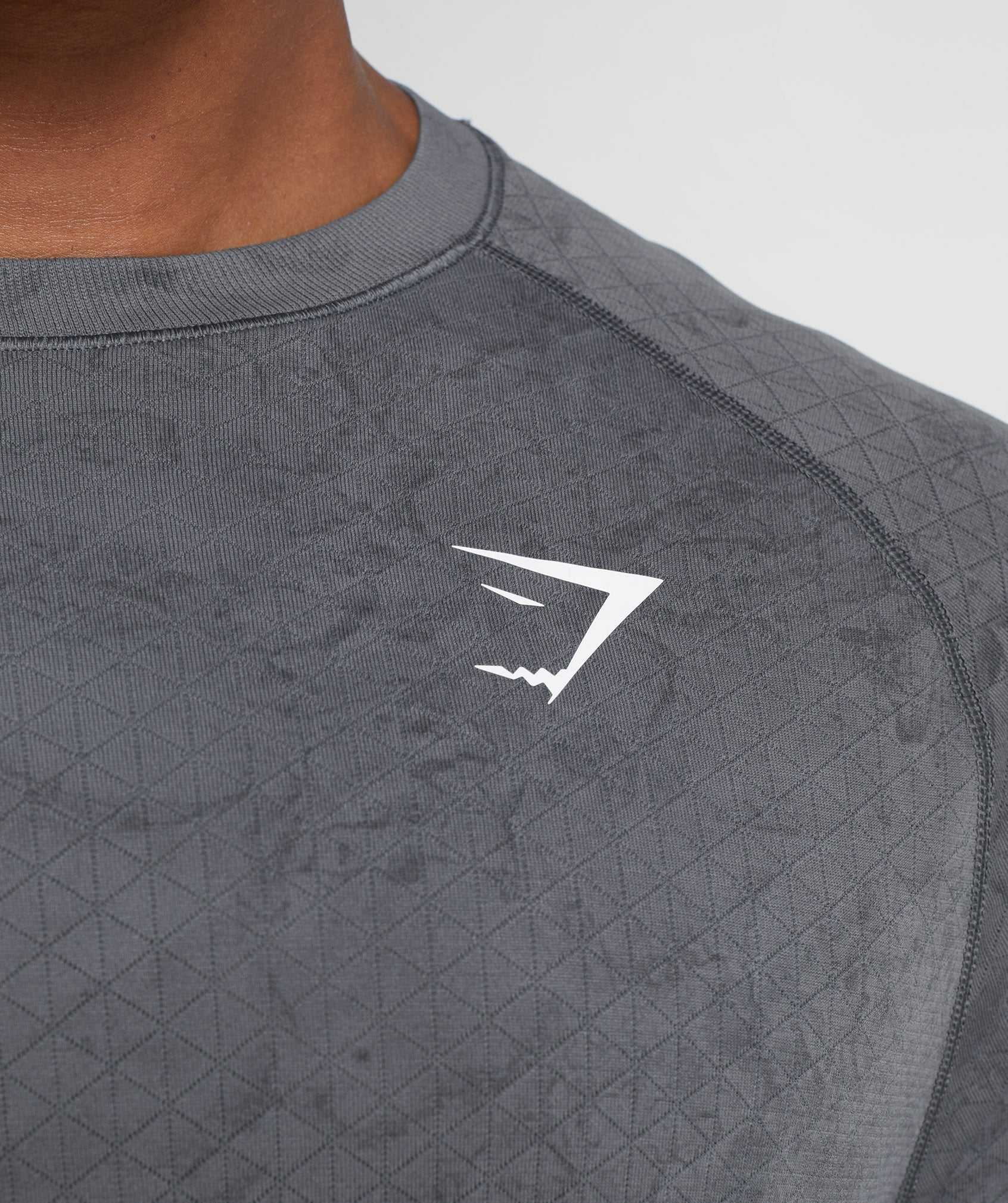 Grey / Black Gymshark Geo Seamless Long Sleeve Men's T Shirts | EVLSNB859