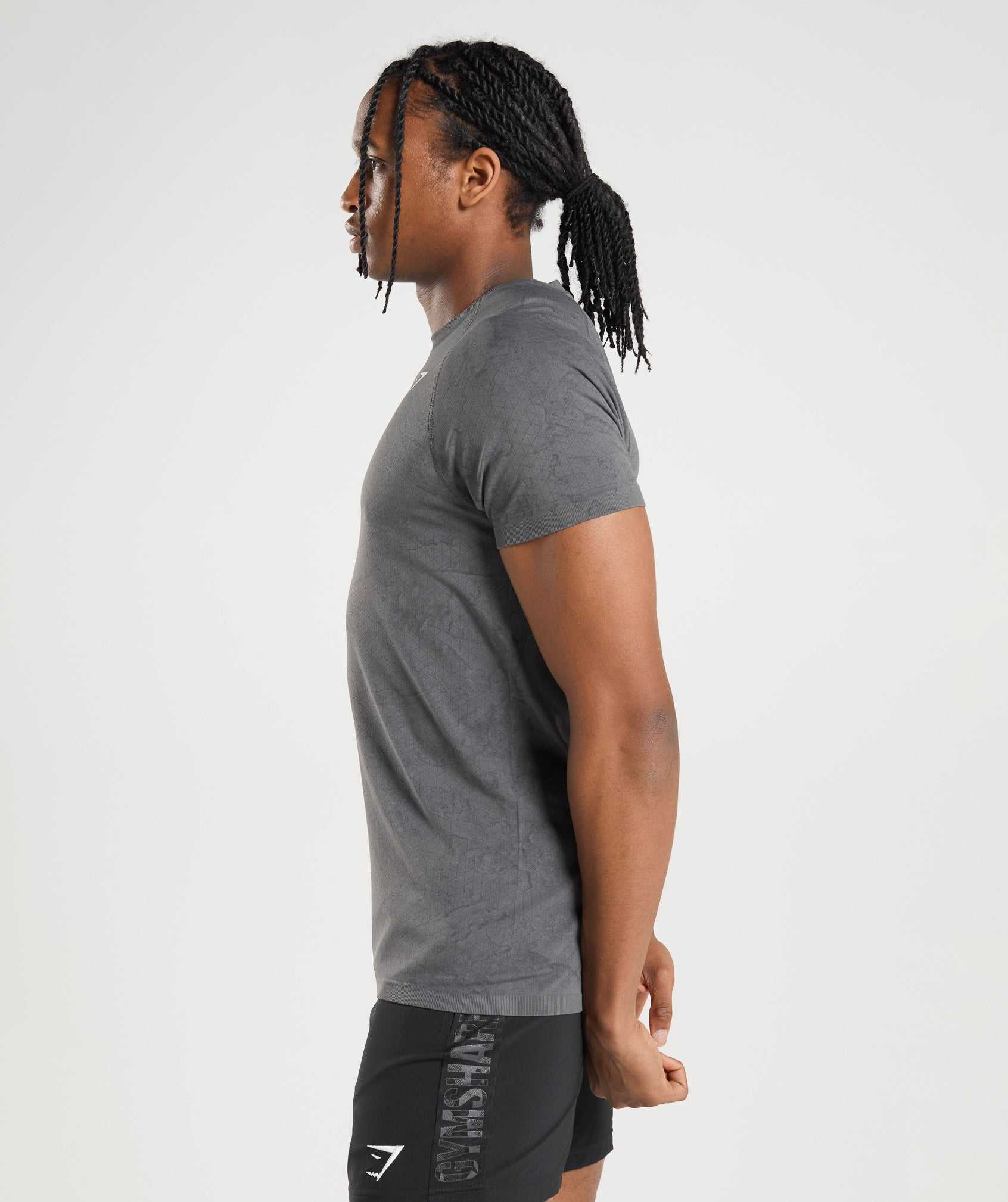 Grey / Black Gymshark Geo Seamless Men's T Shirts | TAWNKX597