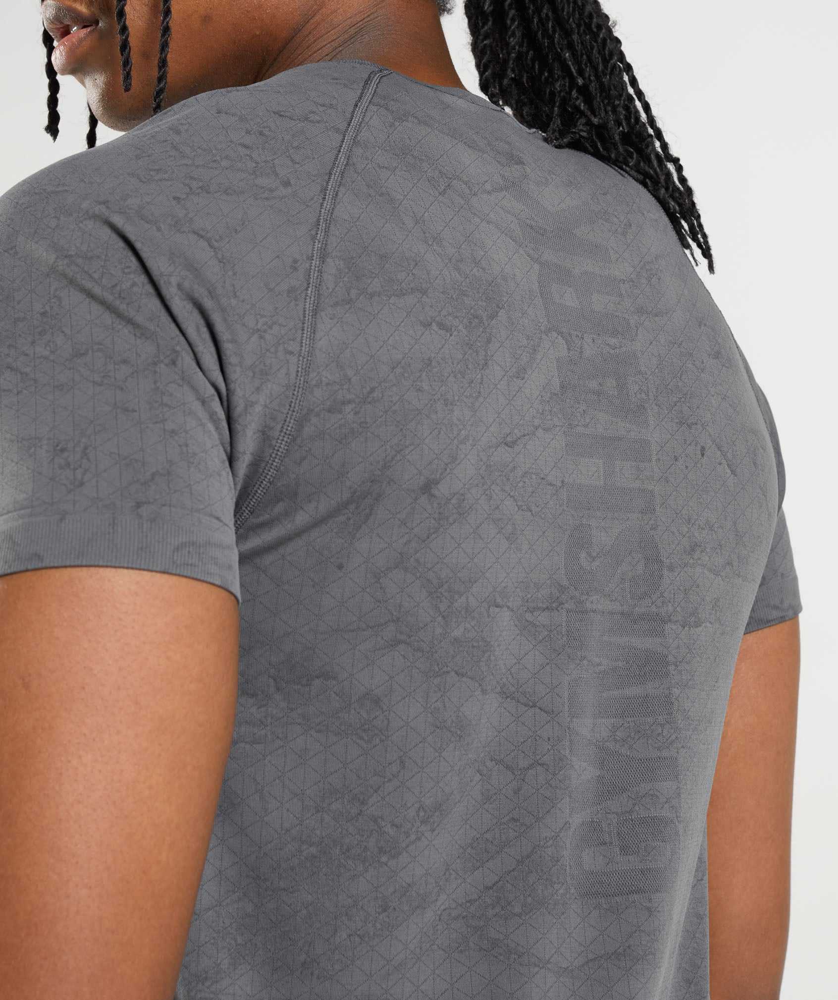 Grey / Black Gymshark Geo Seamless Men's T Shirts | TAWNKX597