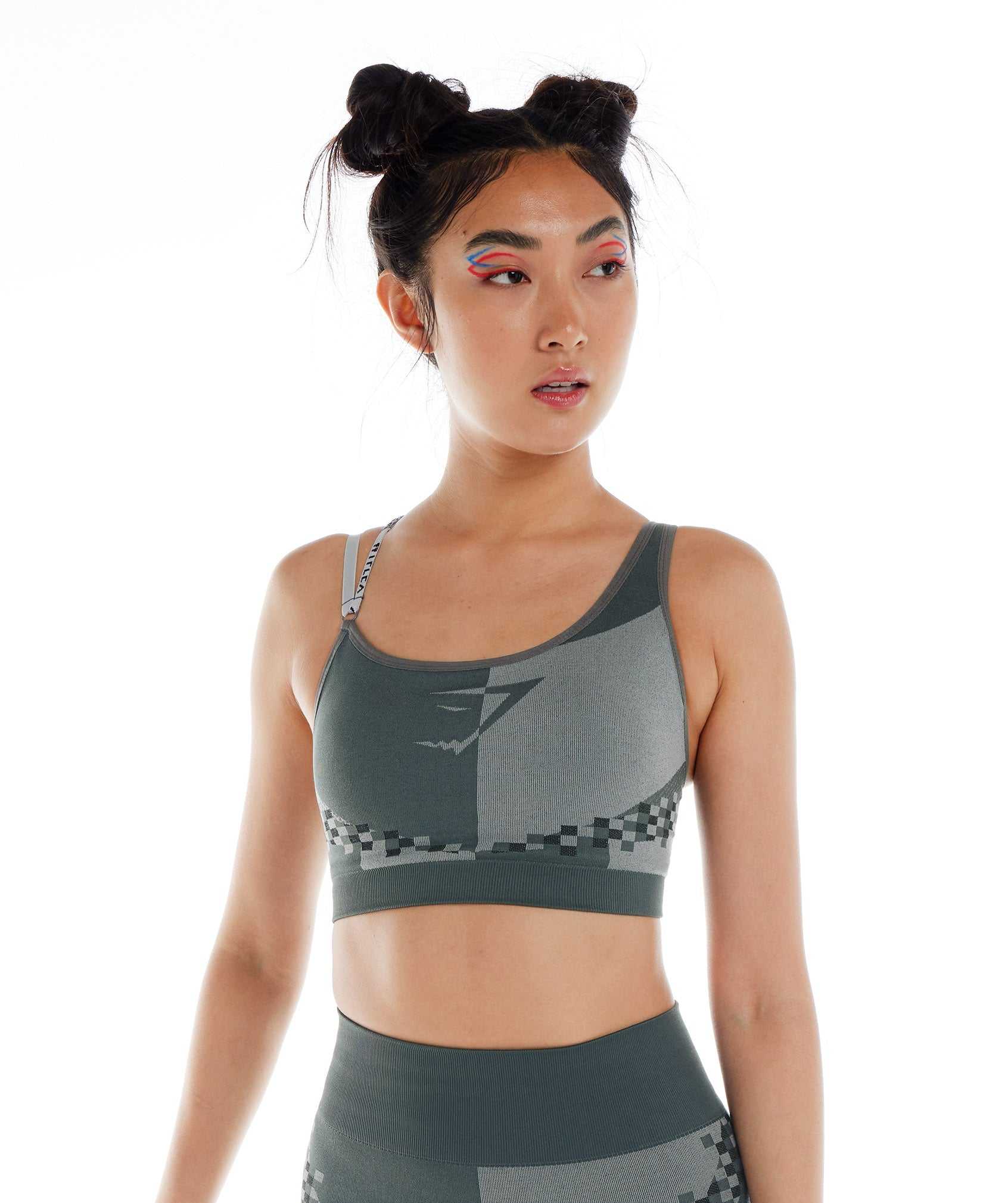 Grey / Black / Light Grey Gymshark Wtflex Cyborg Seamless Women's Sports Bra | VQICXW517