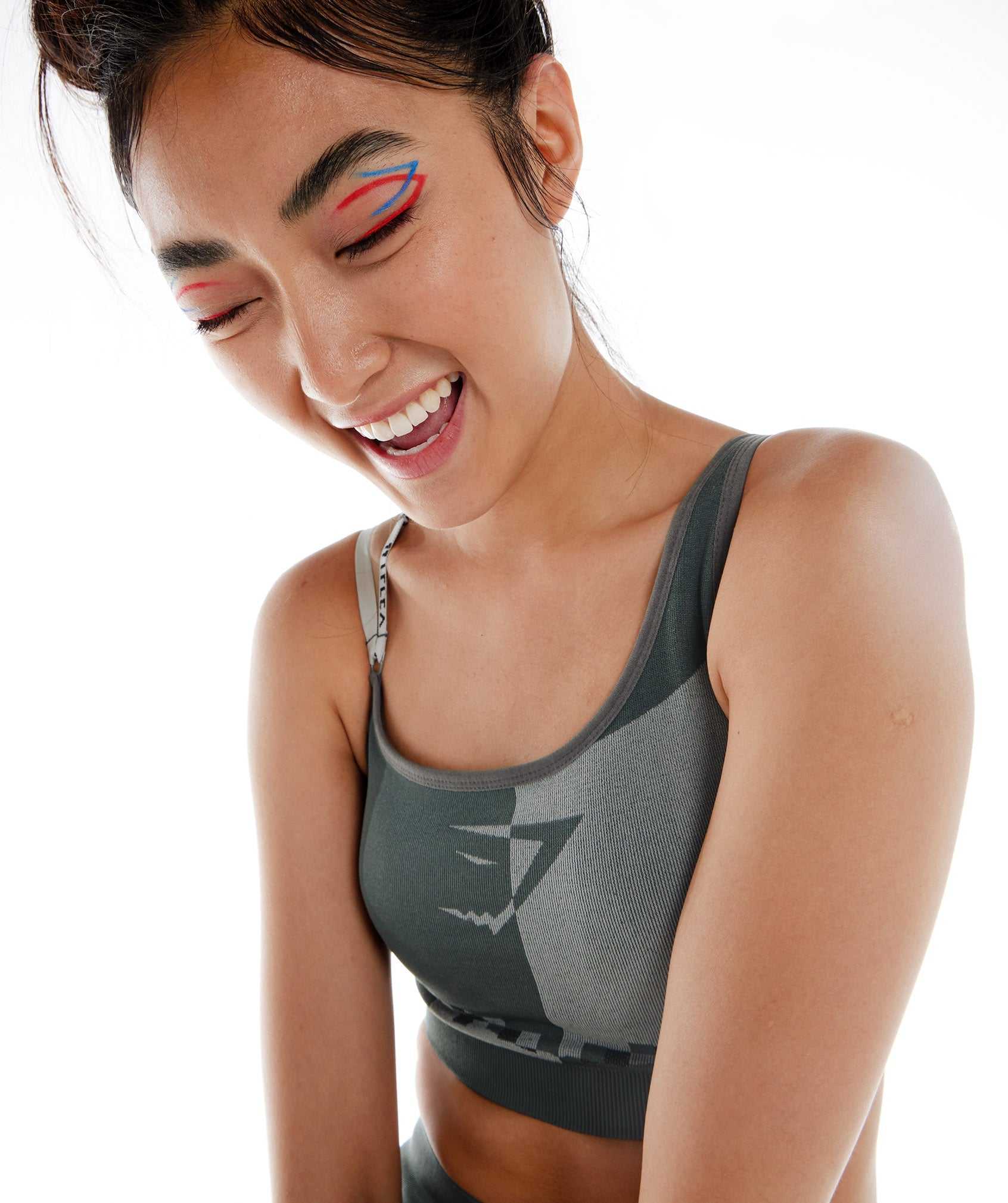 Grey / Black / Light Grey Gymshark Wtflex Cyborg Seamless Women's Sports Bra | VQICXW517