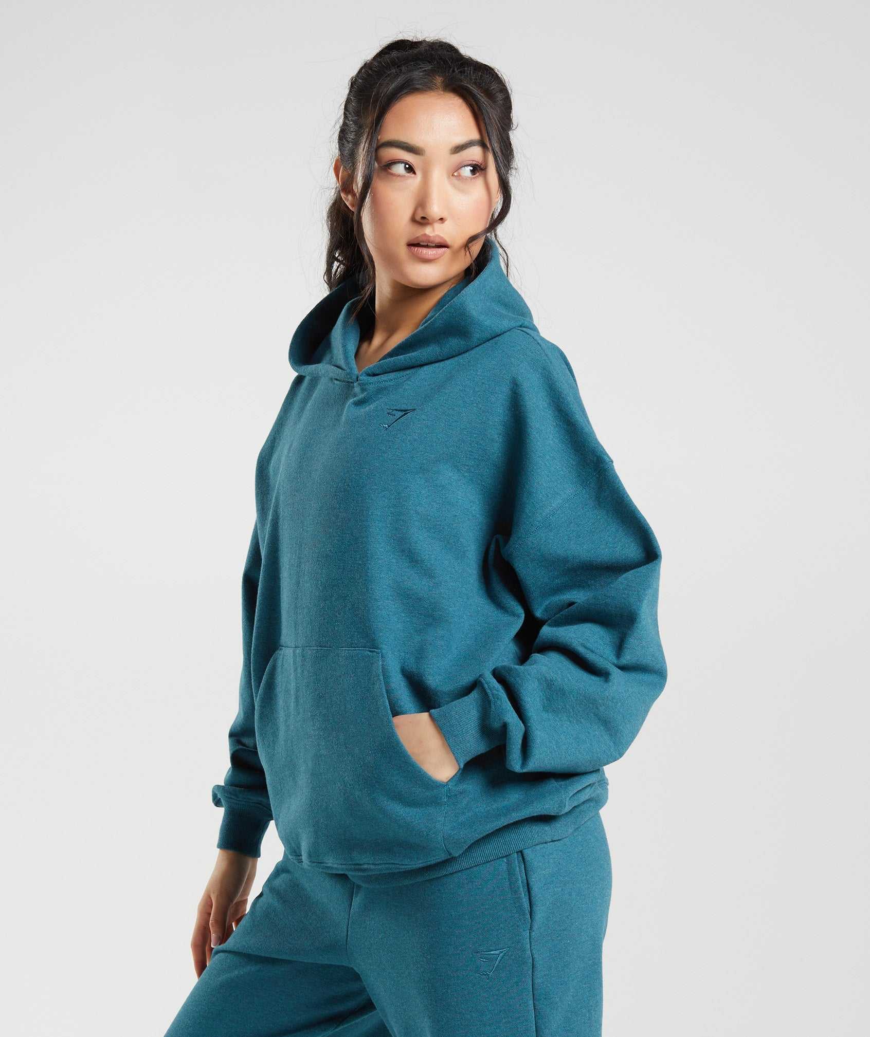 Grey Blue Gymshark Rest Day Sweats Women's Hoodie | GNSVIR462