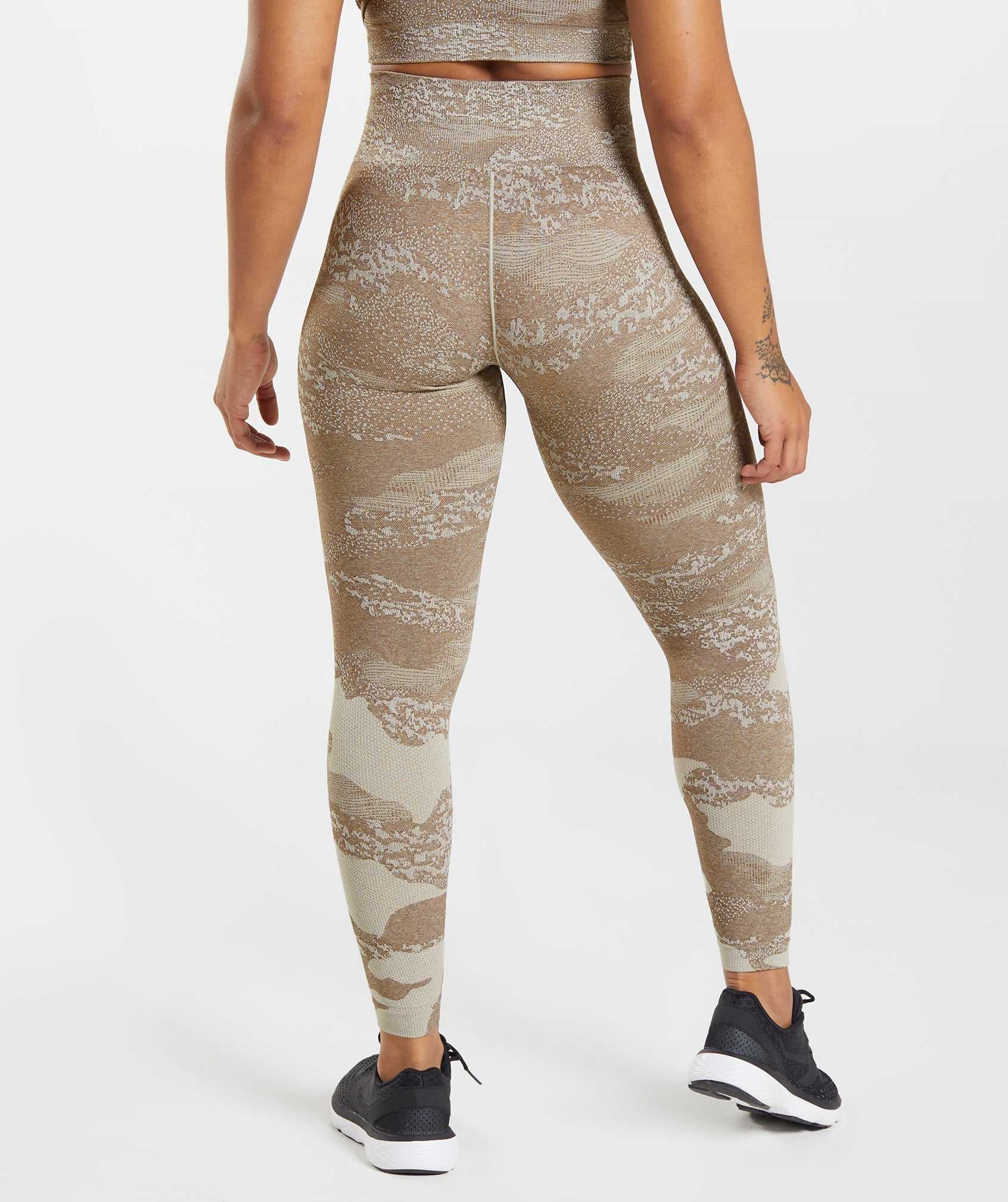 Grey / Brown Gymshark Adapt Camo Seamless Women's Leggings | VMROQF706