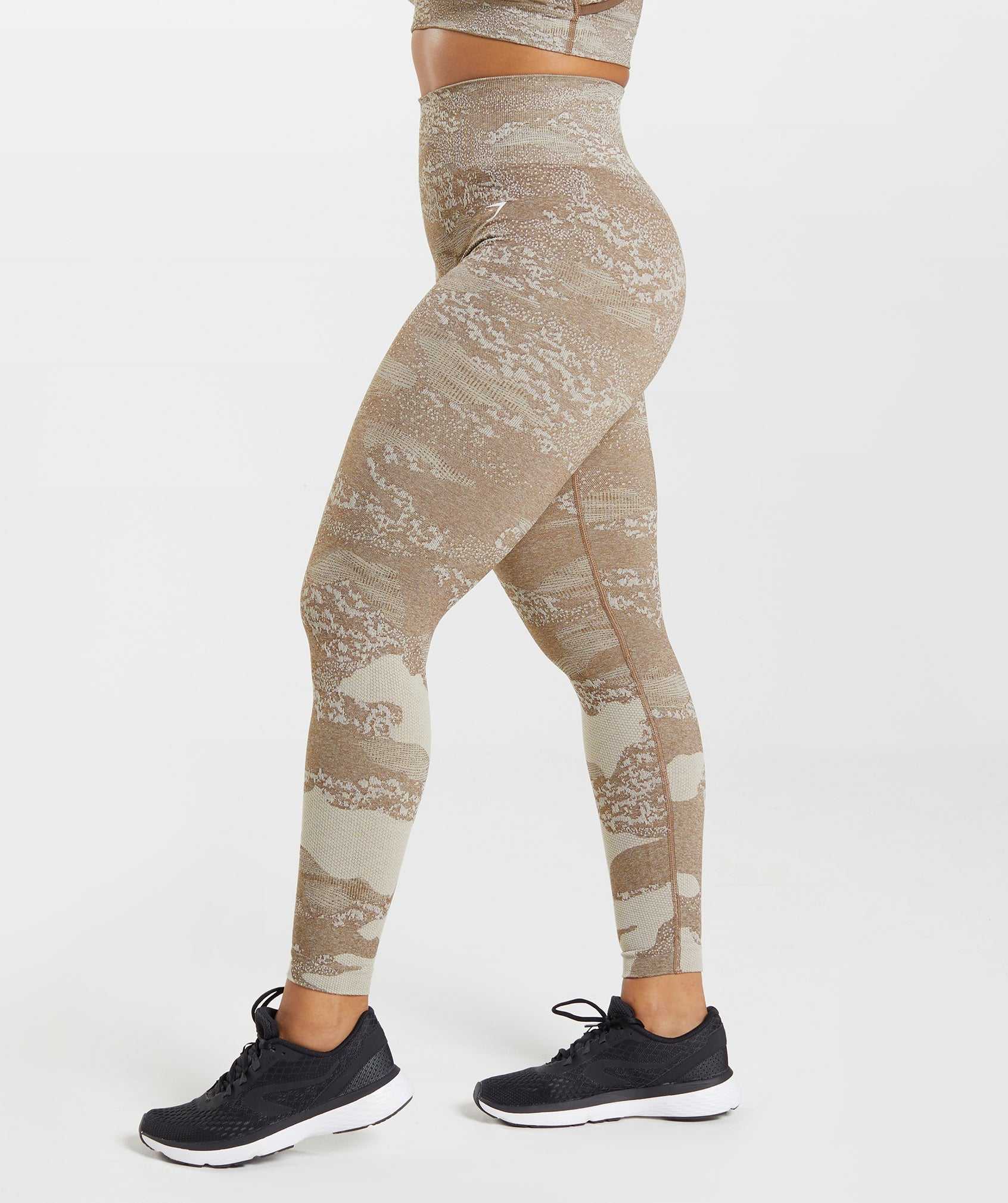 Grey / Brown Gymshark Adapt Camo Seamless Women's Leggings | VMROQF706