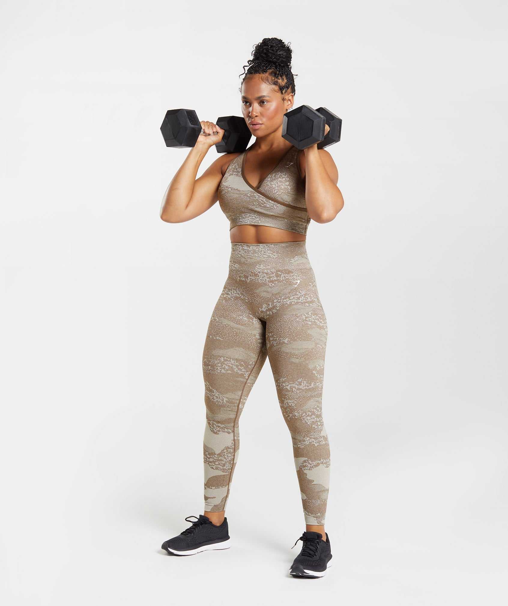 Grey / Brown Gymshark Adapt Camo Seamless Women's Leggings | VMROQF706