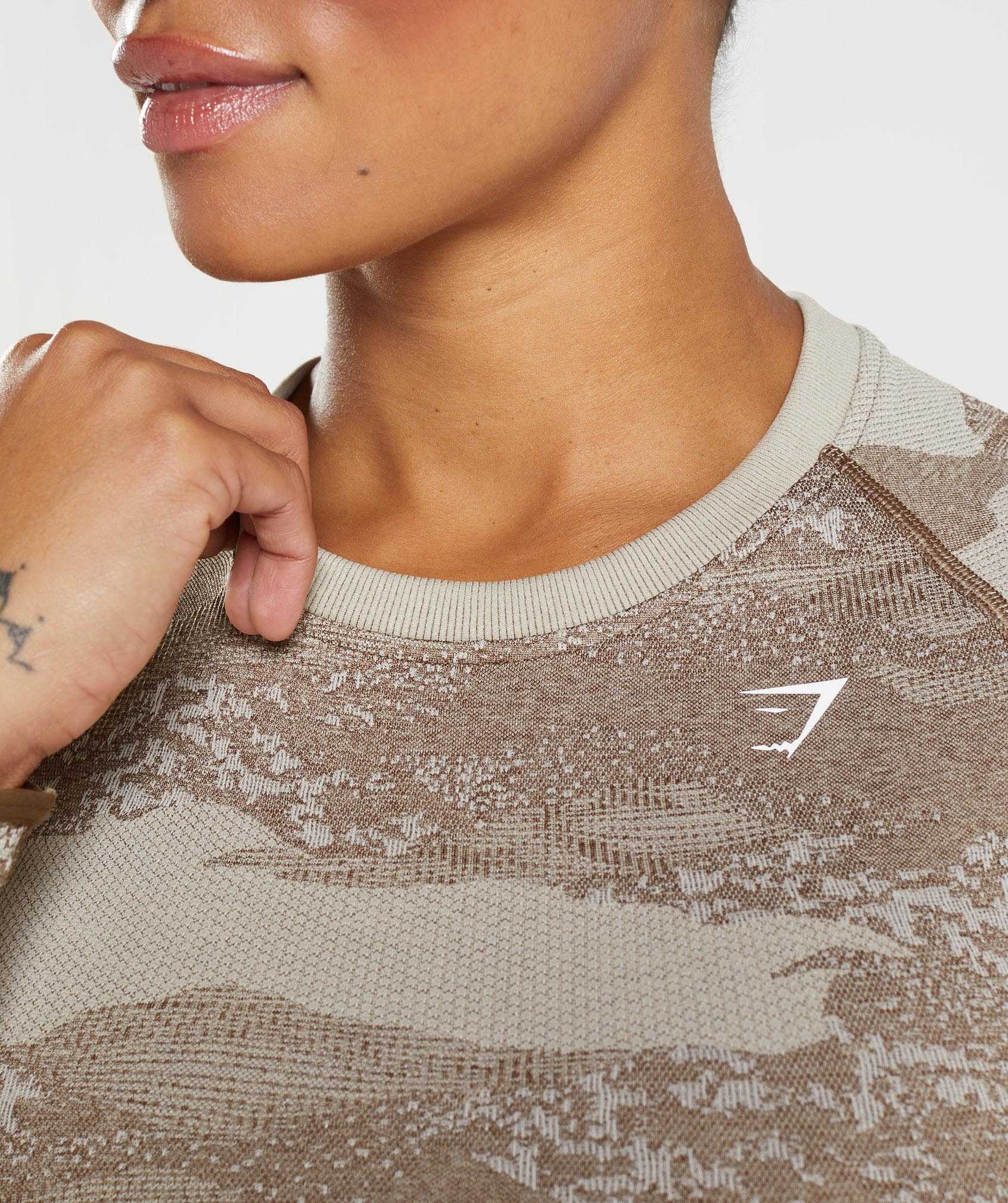 Grey / Brown Gymshark Adapt Camo Seamless Lace Up Back Women's Tops | XNEKZU108