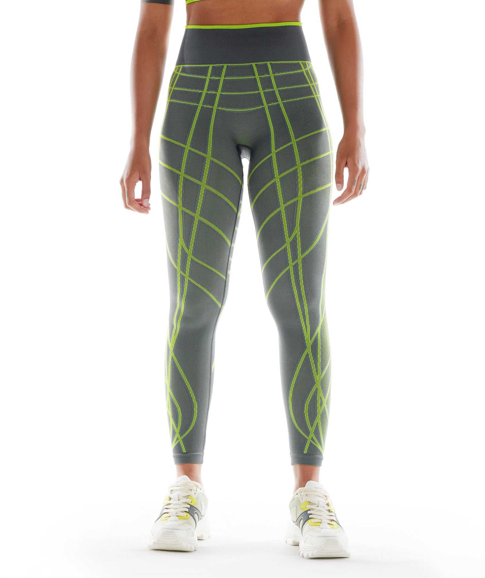 Grey / Green / Light Grey Gymshark Wtflex Linear Seamless Women\'s Leggings | TPUKSQ258