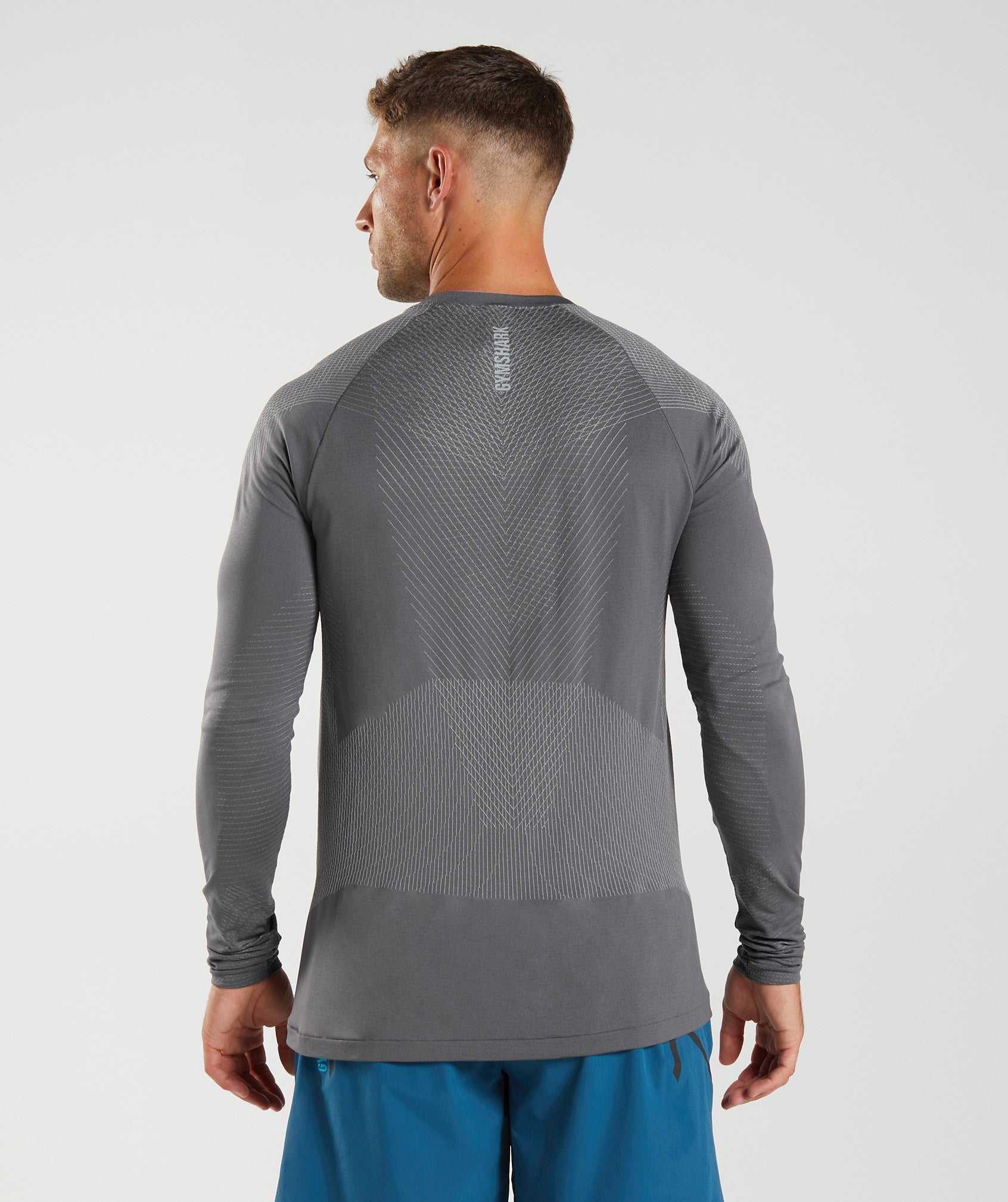 Grey / Grey Gymshark Apex Seamless Long Sleeve Men's T Shirts | ORMWVX184