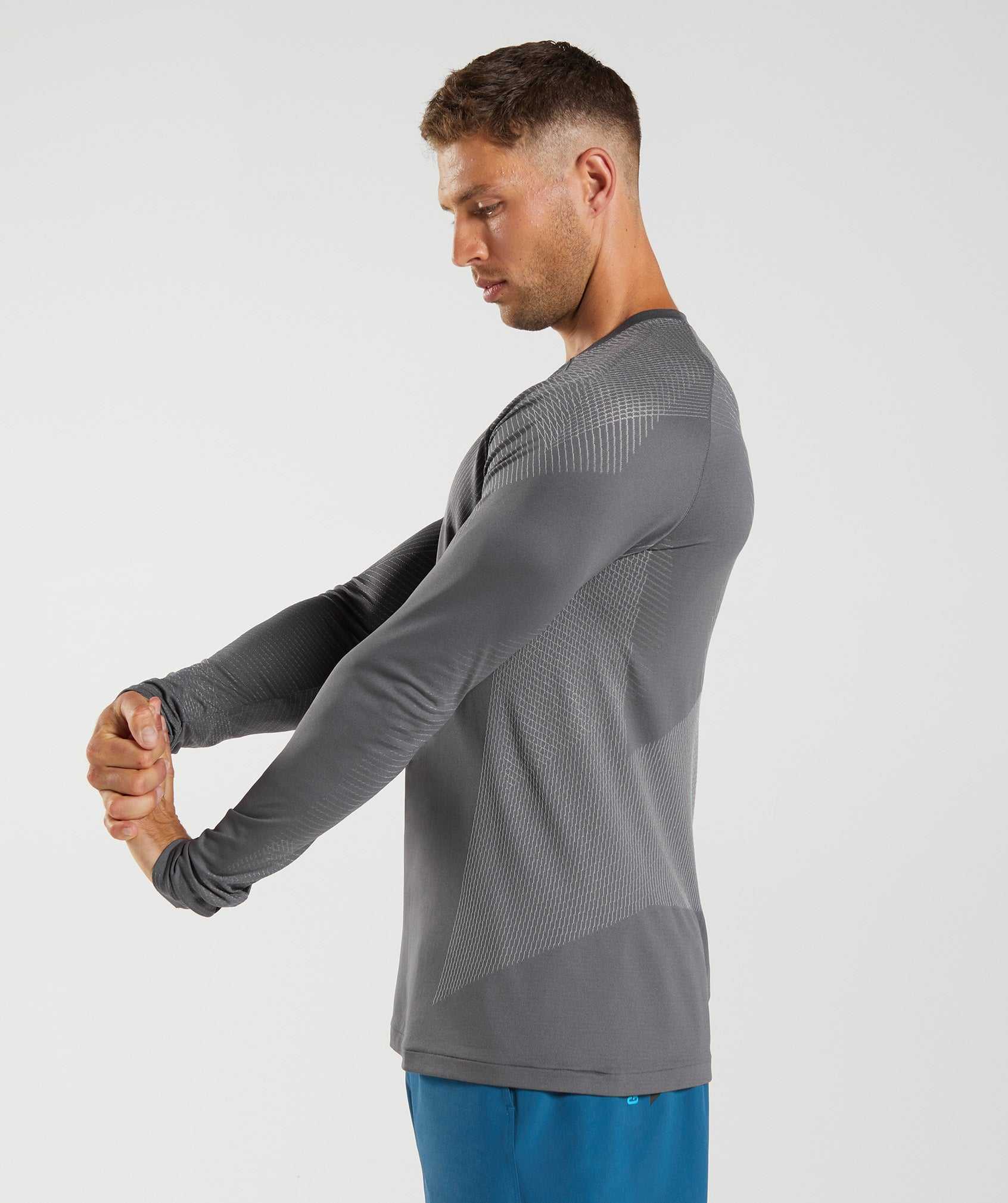 Grey / Grey Gymshark Apex Seamless Long Sleeve Men's T Shirts | ORMWVX184