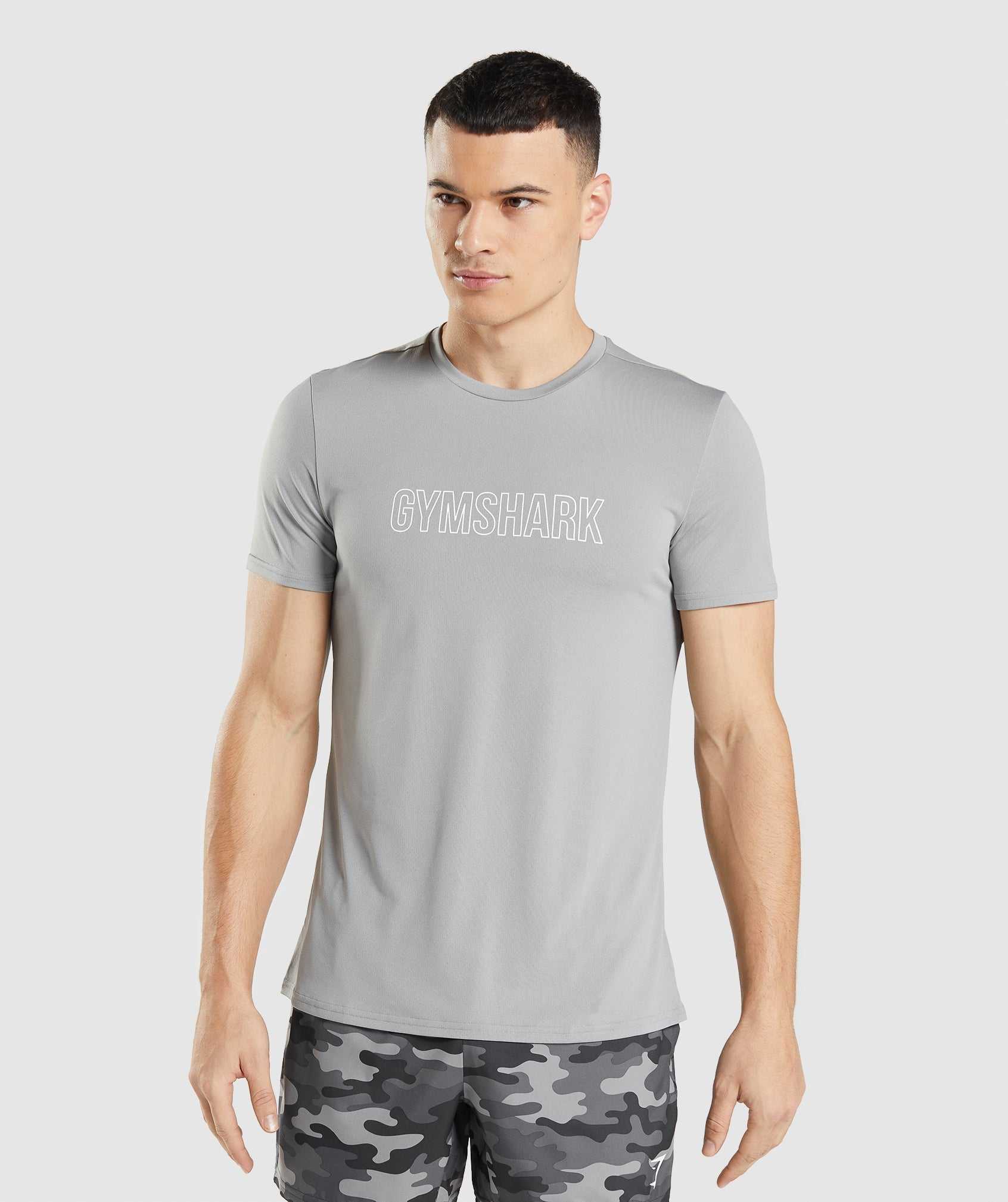 Grey Gymshark Arrival Graphic Men\'s T Shirts | WYUQVF436