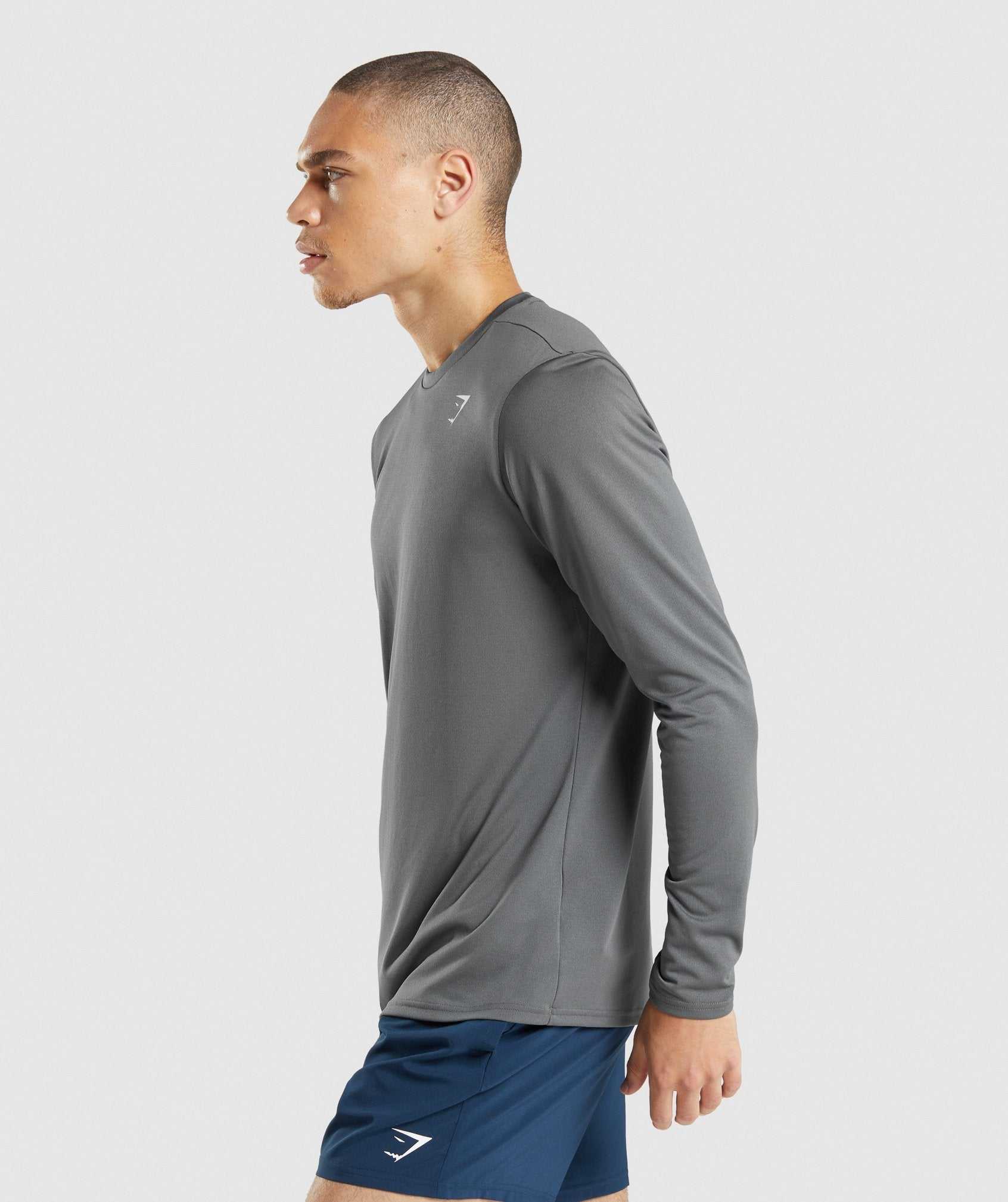 Grey Gymshark Arrival Long Sleeve Men's T Shirts | HXOYPJ690