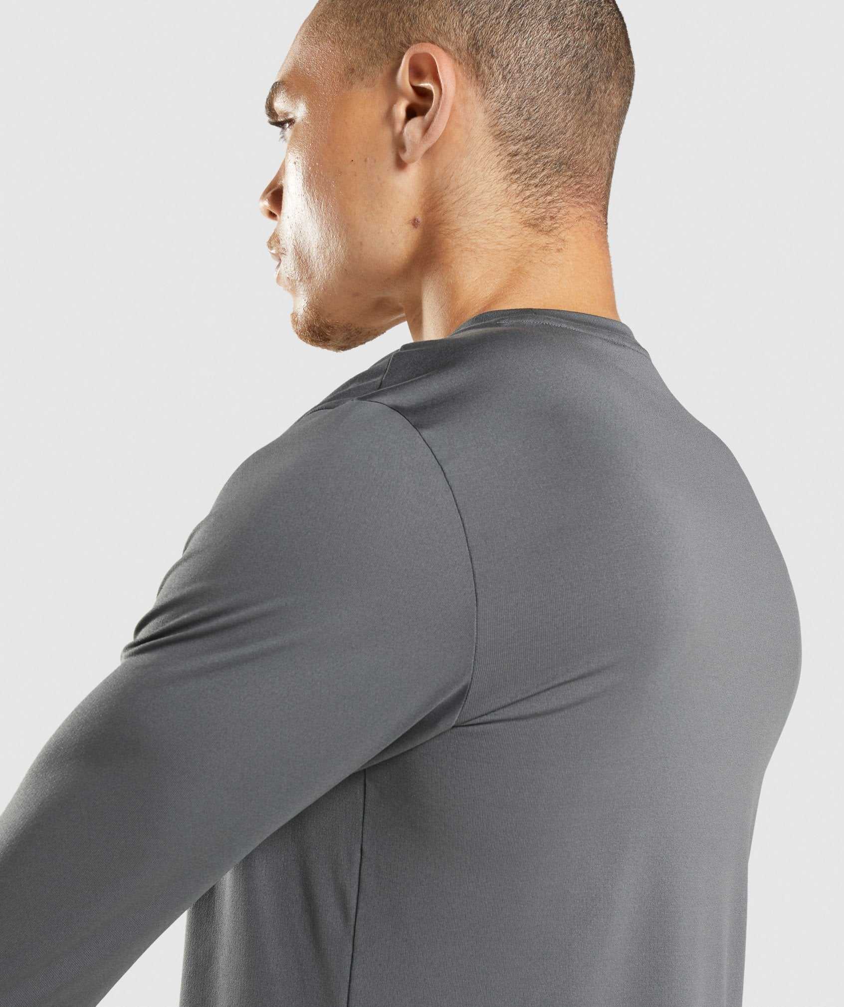 Grey Gymshark Arrival Long Sleeve Men's T Shirts | HXOYPJ690