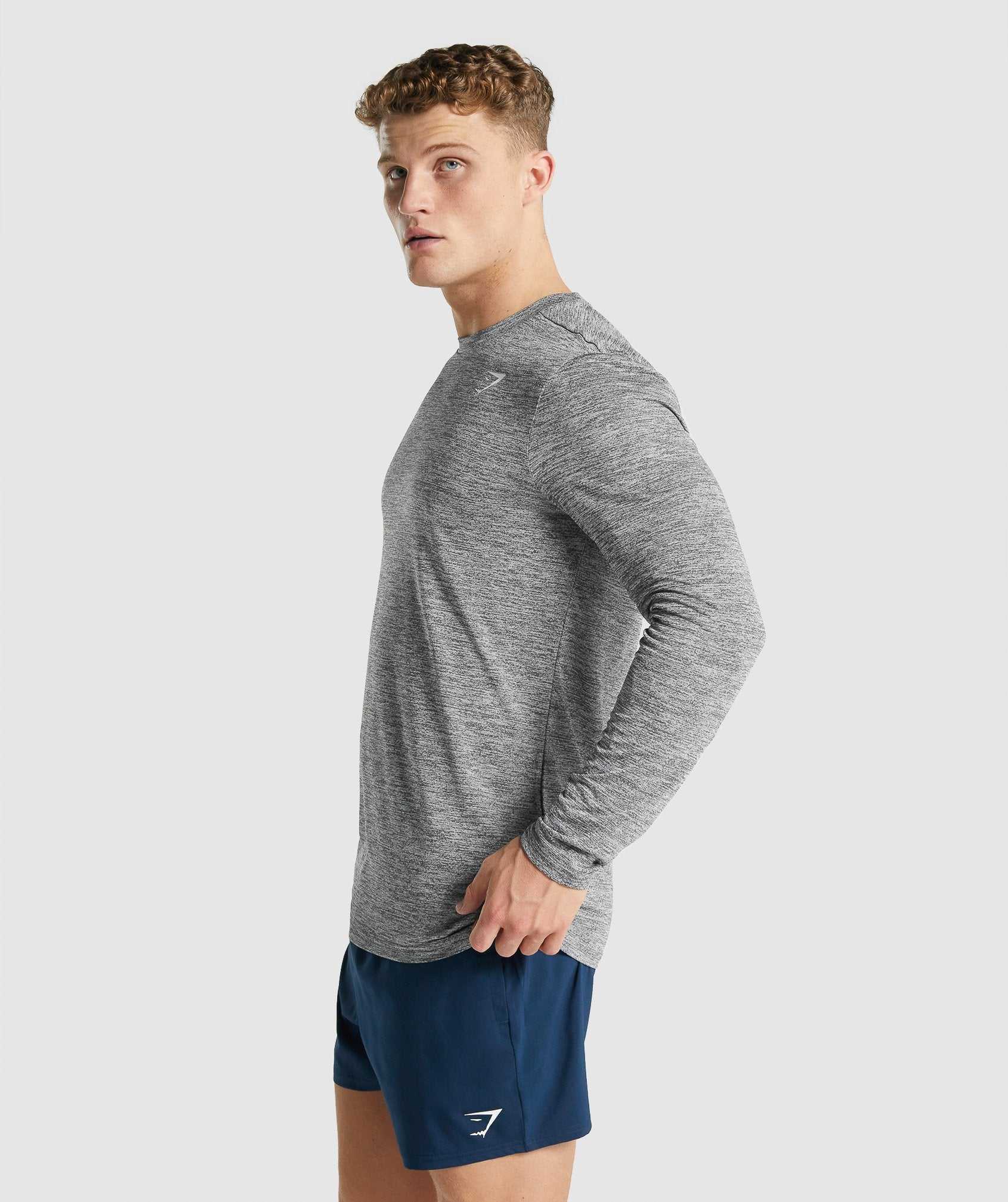 Grey Gymshark Arrival Marl Long Sleeve Men's T Shirts | CJKDGP402