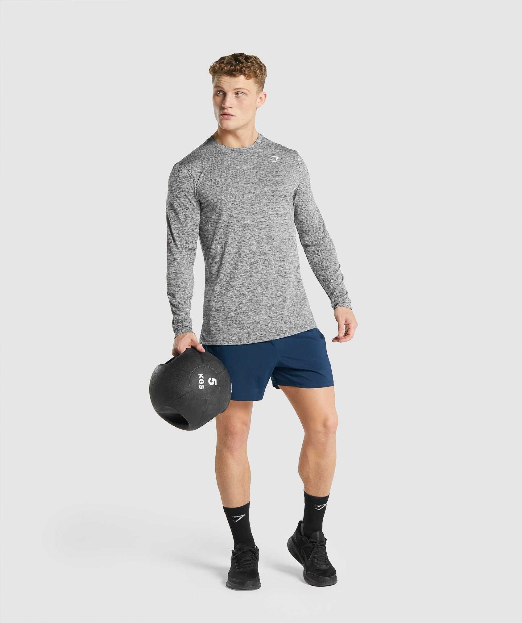 Grey Gymshark Arrival Marl Long Sleeve Men's T Shirts | CJKDGP402