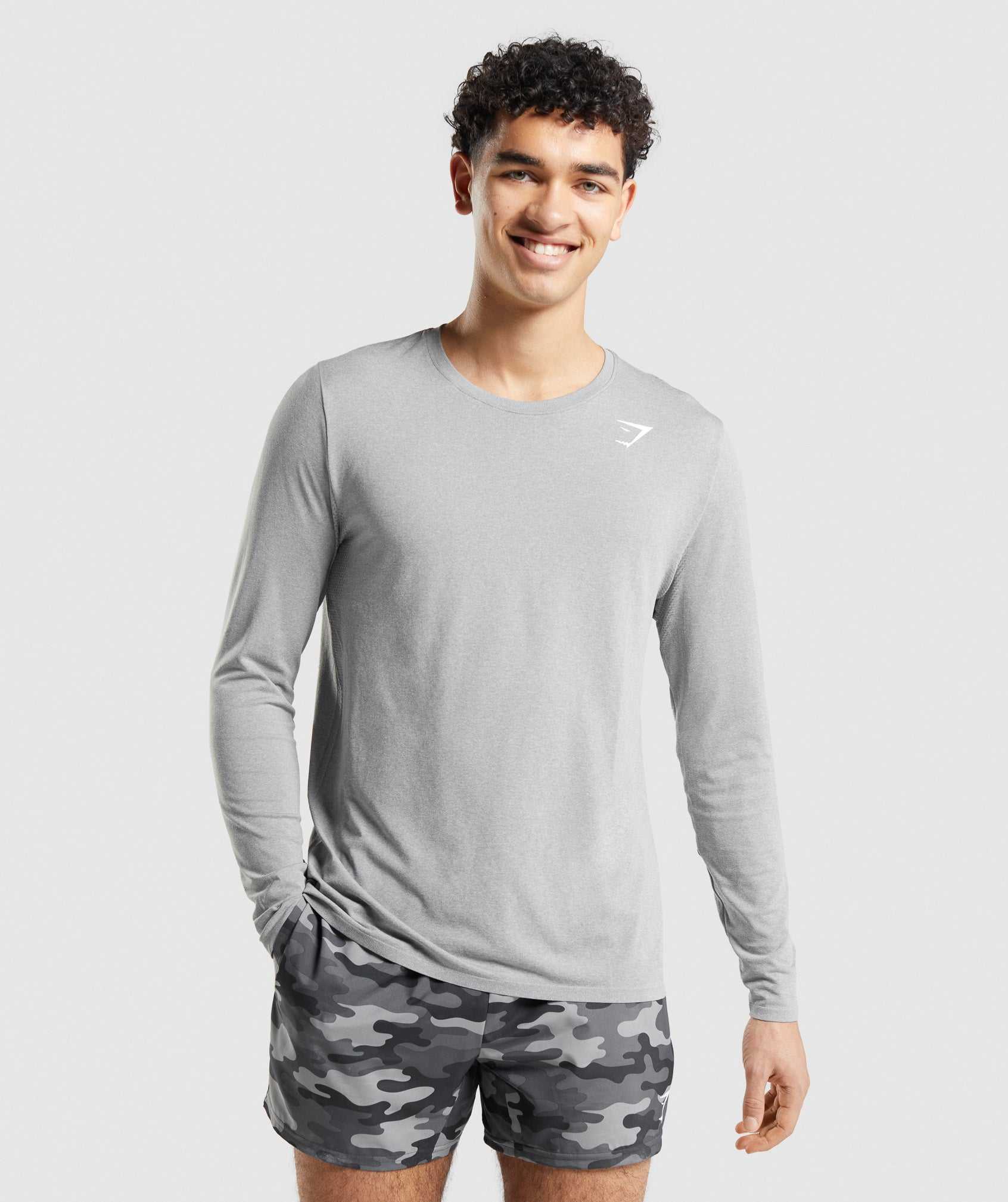 Grey Gymshark Arrival Seamless Long Sleeve Men\'s T Shirts | OXQJZY180