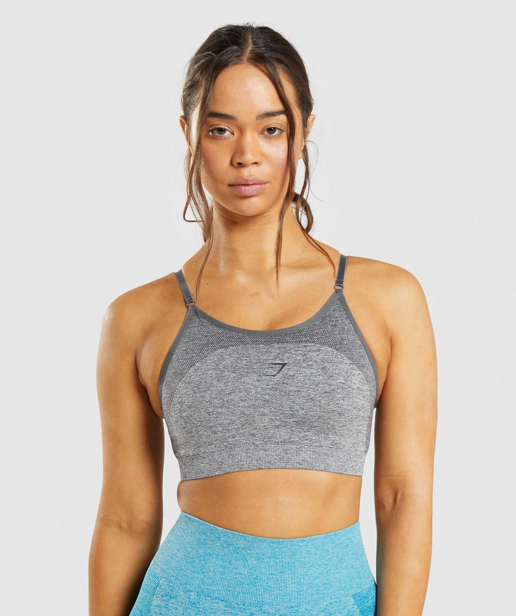 Grey Gymshark Flex Strappy Women\'s Sports Bra | YJKRWM027