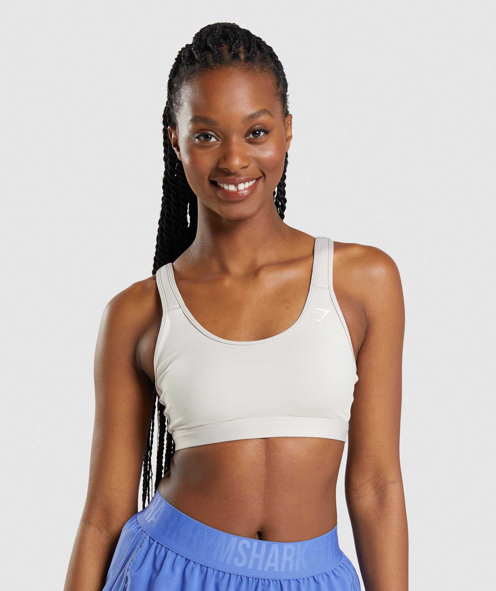 Grey Gymshark Scoop Neck Women\'s Sports Bra | UWAXYC402