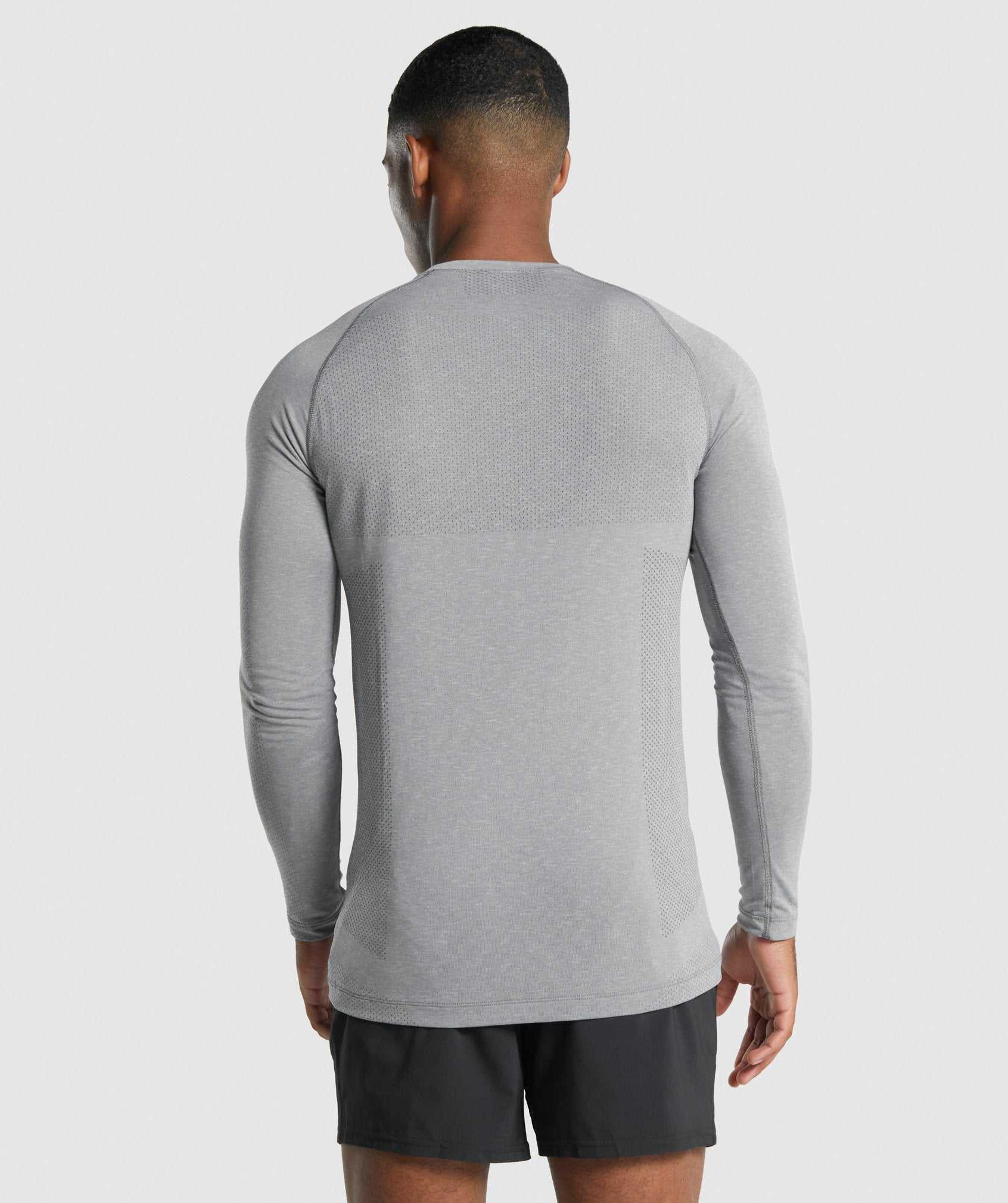 Grey Gymshark Vital Light Seamless Long Sleeve Men's T Shirts | QONHUC250