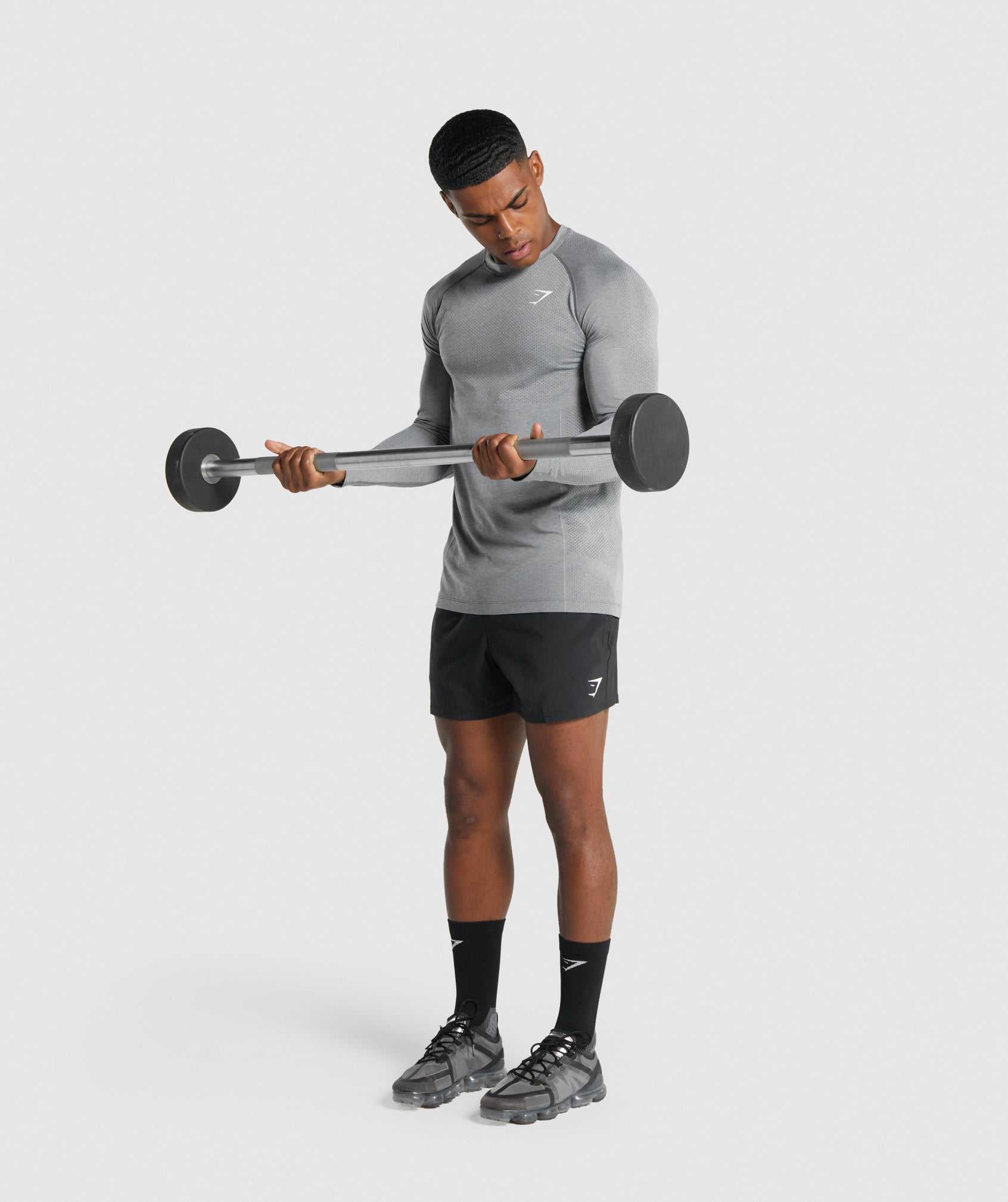 Grey Gymshark Vital Light Seamless Long Sleeve Men's T Shirts | QONHUC250