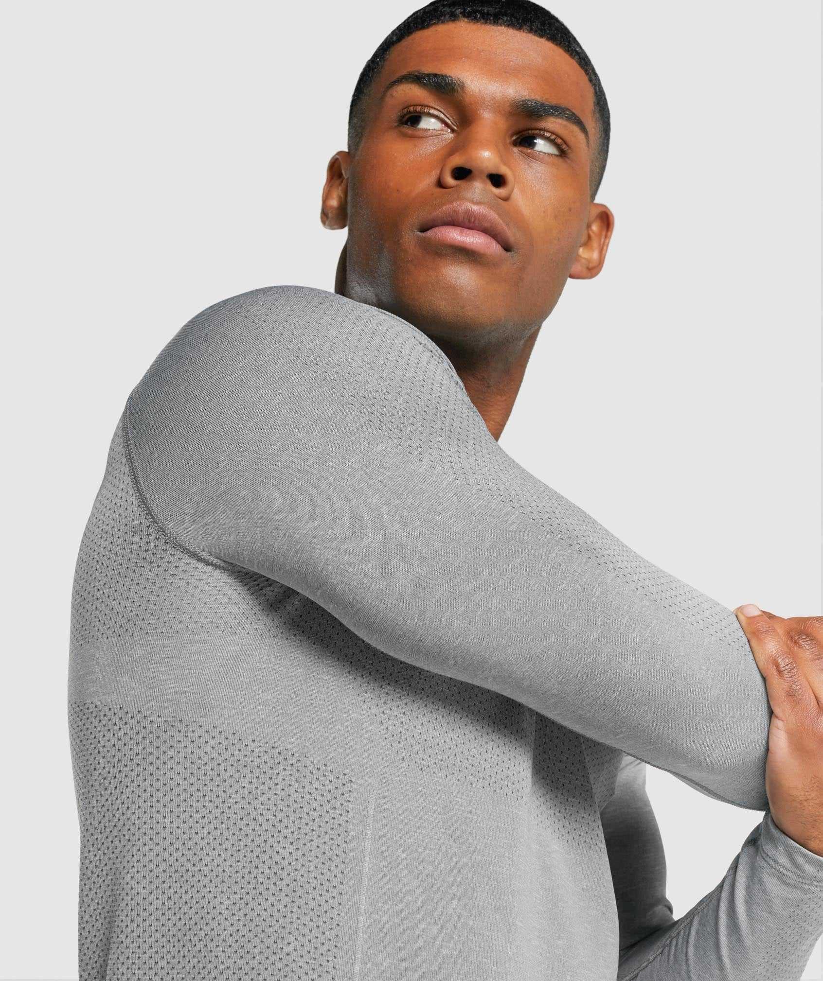 Grey Gymshark Vital Light Seamless Long Sleeve Men's T Shirts | QONHUC250