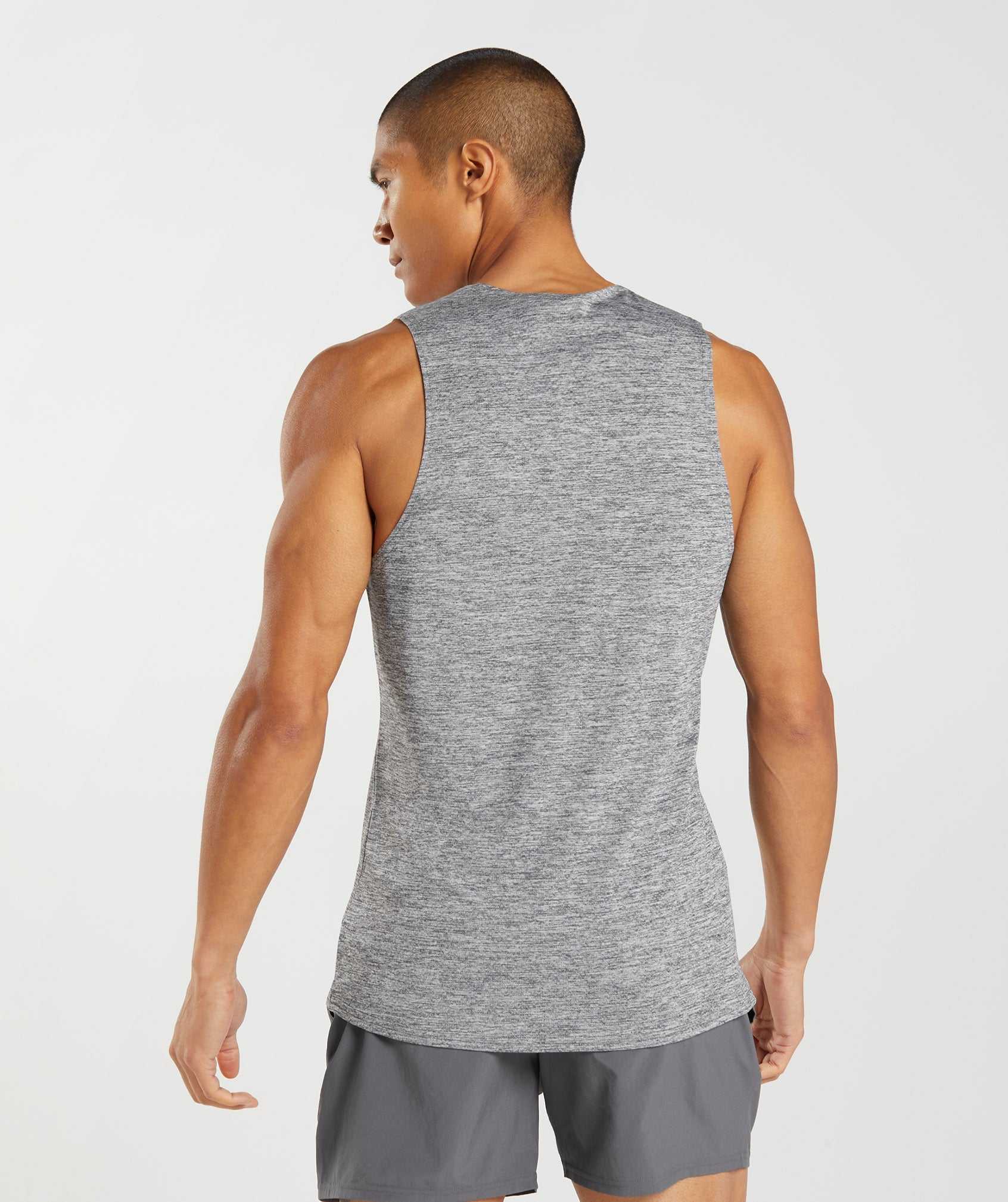 Grey / Light Grey Gymshark Arrival Slim Marl Men's Tanks | FOETPW419